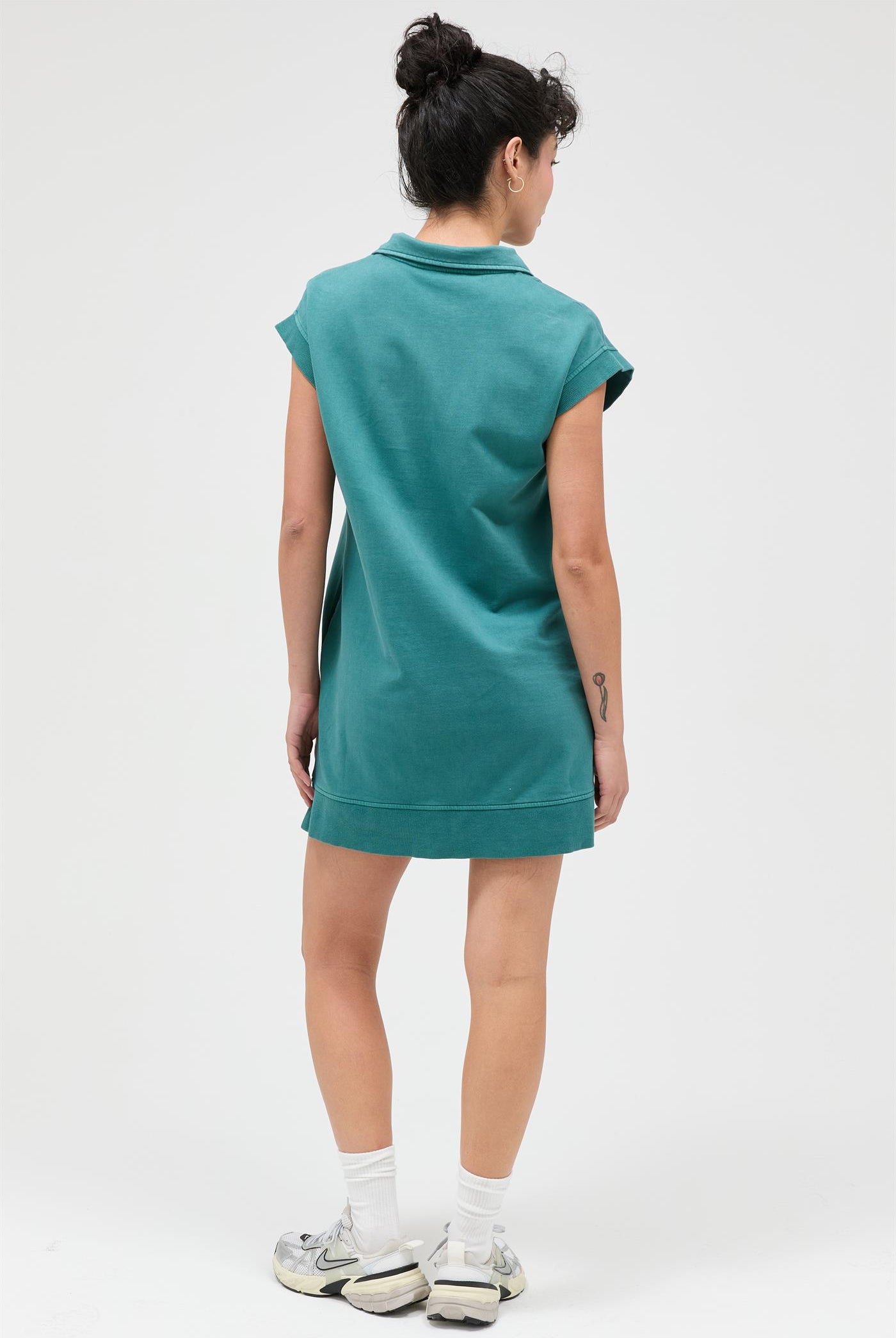 Wholesale Half Zip Up Mock Neck Mini Dress Dresses DZ26A030 DARK TEAL DOUBLE ZERO