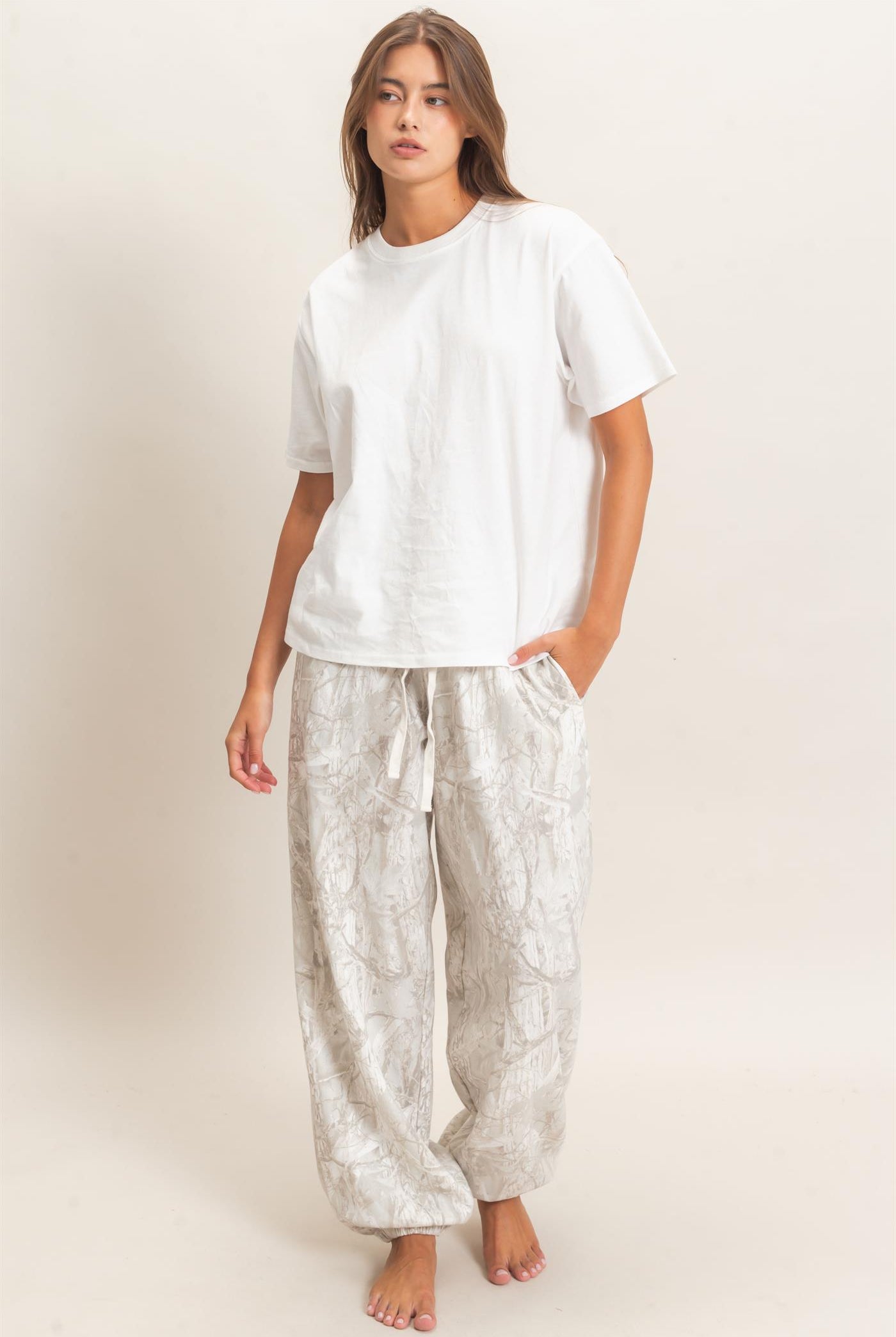 Wholesale Tree Camouflage Print Jogger Pants Pants DZ26E790 GRAY DOUBLE ZERO