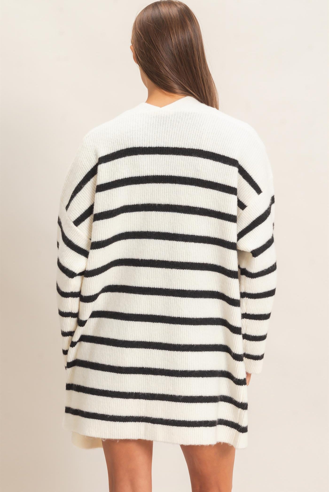 Wholesale Open Front Stripe Cardigan Cardigans DZ26C342 CREAM DOUBLE ZERO