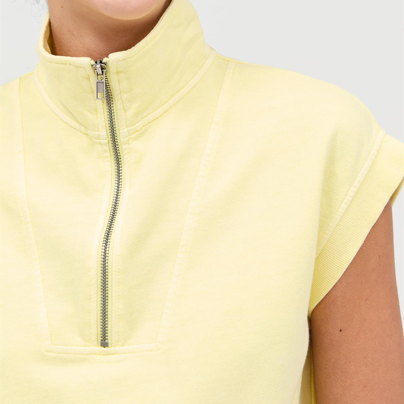 Wholesale Half Zip Up Mock Neck Mini Dress Dresses DZ26A030 PALE YELLOW DOUBLE ZERO