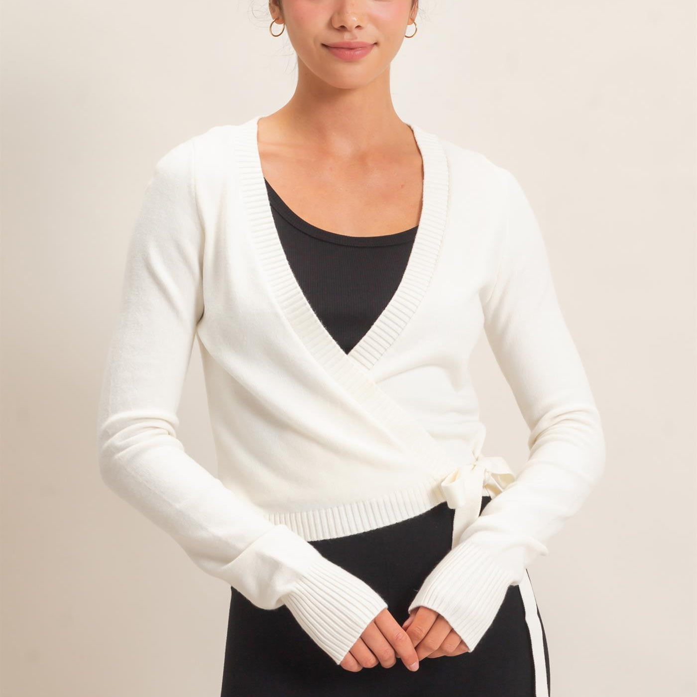 Wholesale Wrap Knit Cardigan Sweaters DZ26F393 WHIP CREAM DOUBLE ZERO