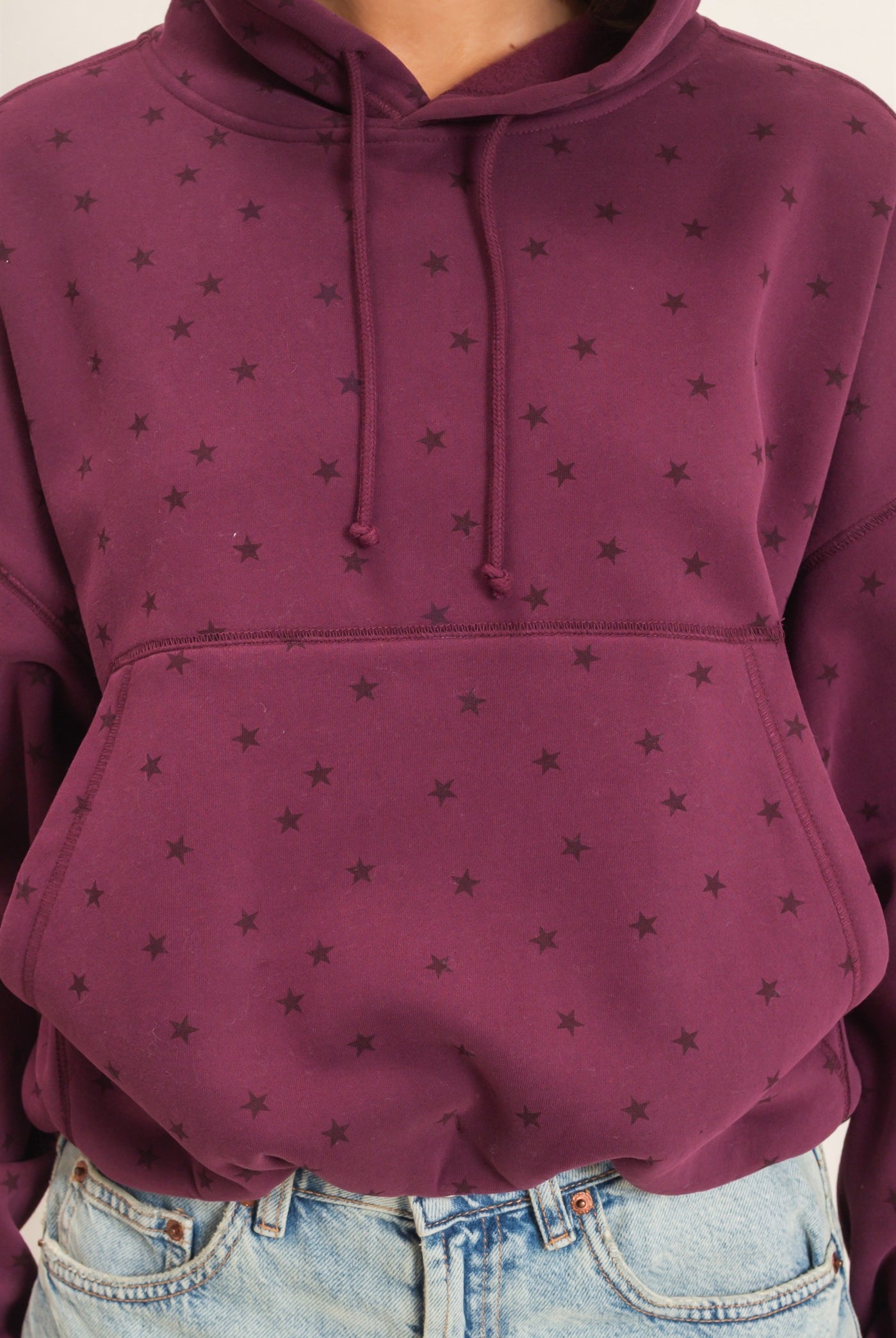 Wholesale Star Print Bubble Hoodie Hoodies DZ26C911 DARK CHERRY DOUBLE ZERO
