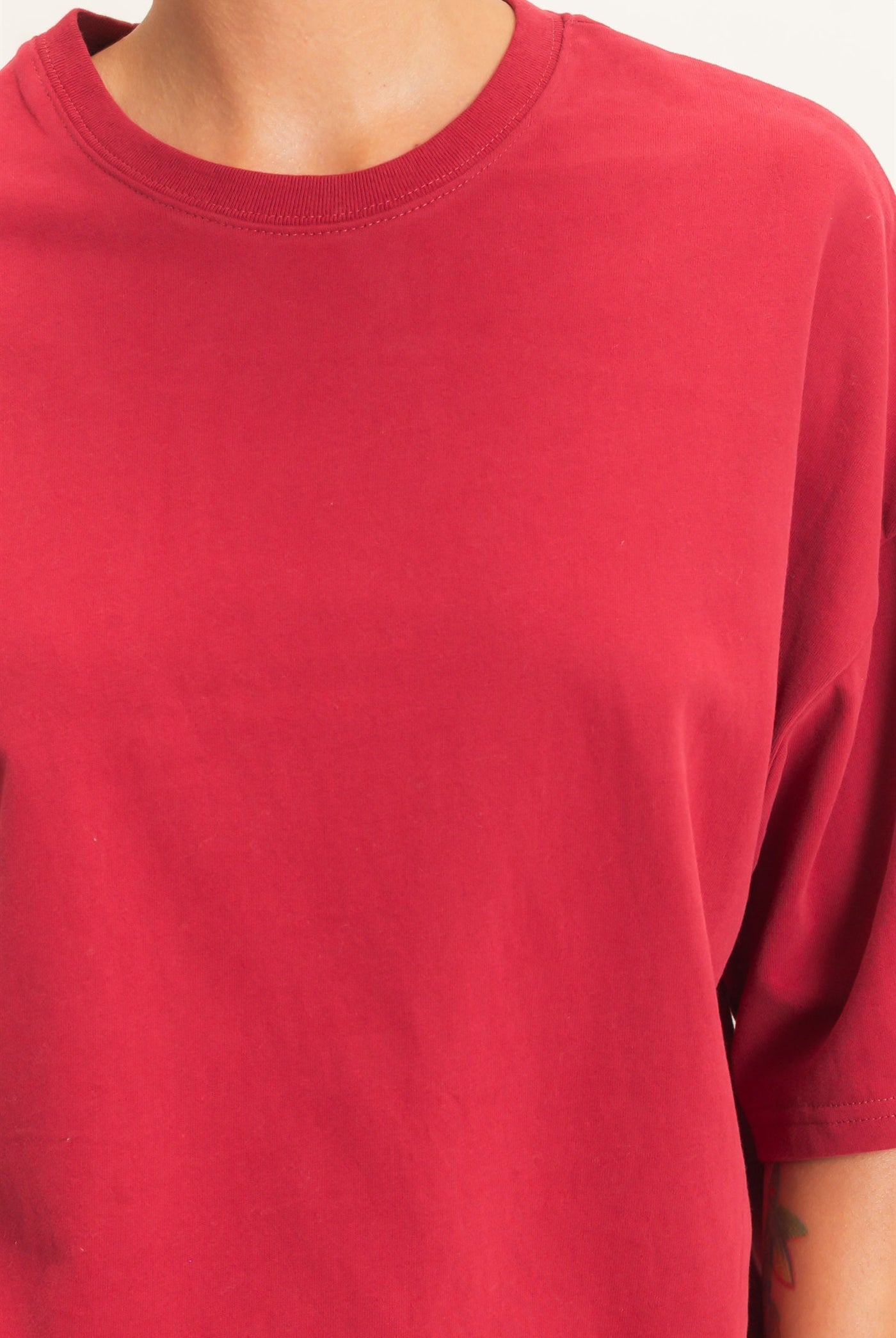 Wholesale Washed Crew Neck Short Sleeve Top Clothing Tops DZ26E381 DARK RED DOUBLE ZERO