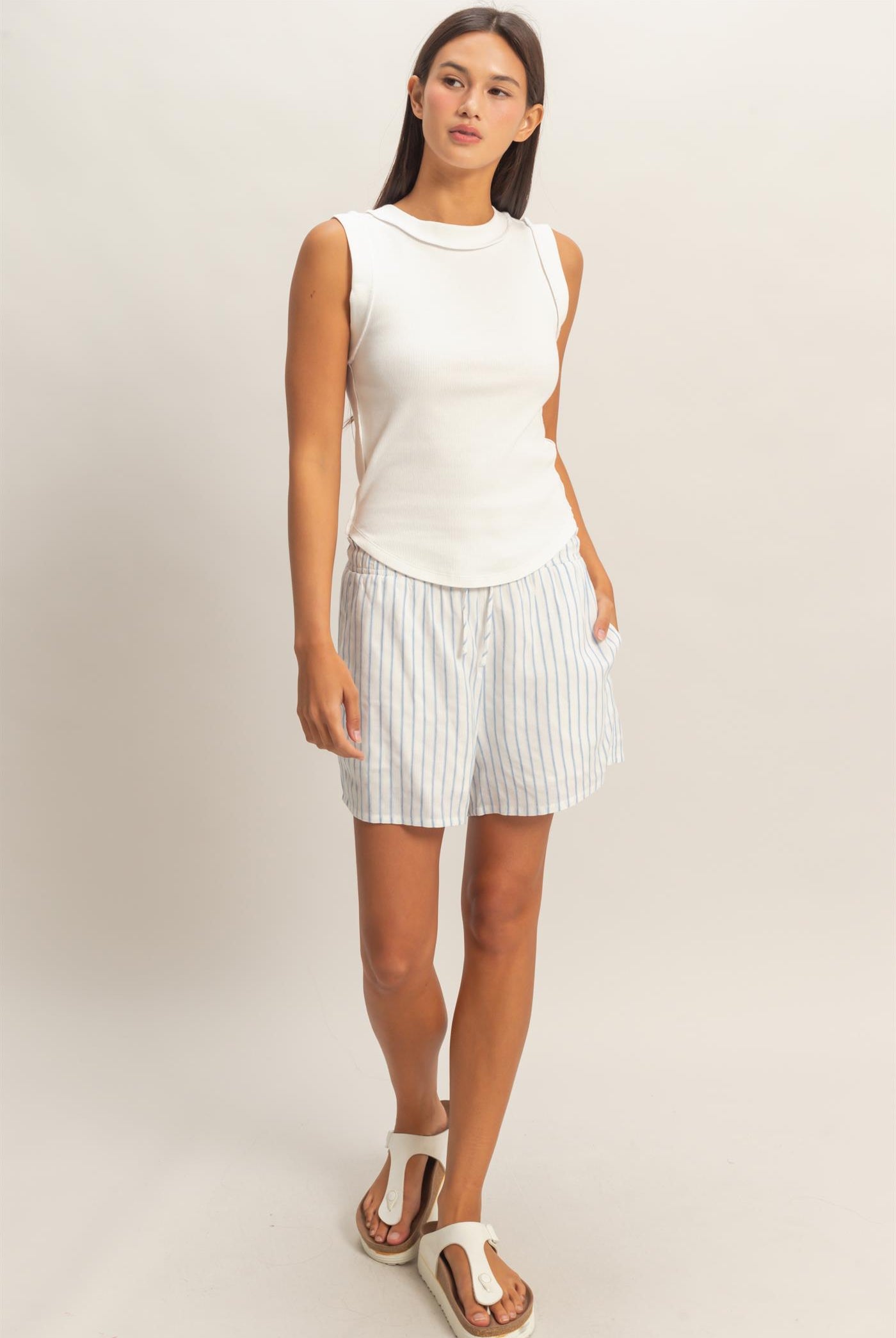 Wholesale Seam Detail Tank Top Tank Tops DZ26A369 OFF WHITE DOUBLE ZERO