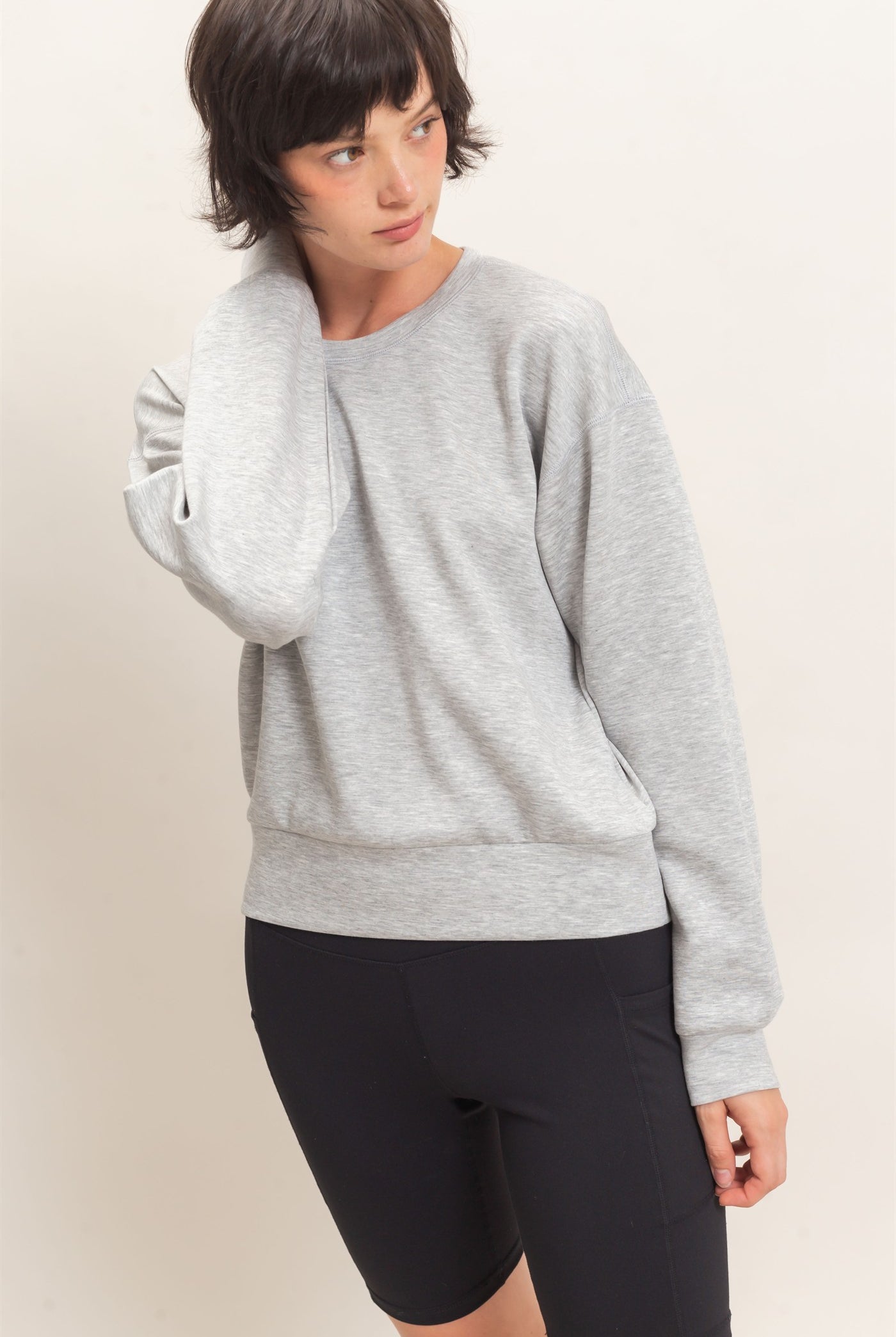 Wholesale Crew Neck Sweatshirt Sweatshirts DZ26C966 HEATHER GRAY DOUBLE ZERO