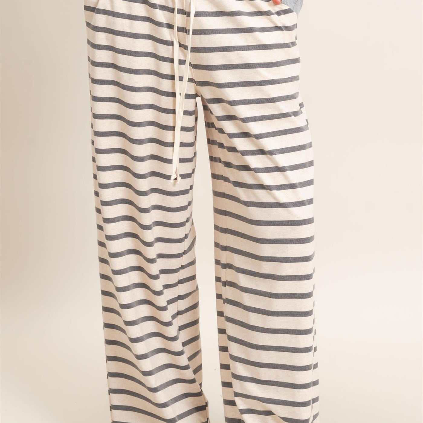 Wholesale Striped Wide-Leg Pants Pants HF26F229-D GRAY/ECRU HYFVE