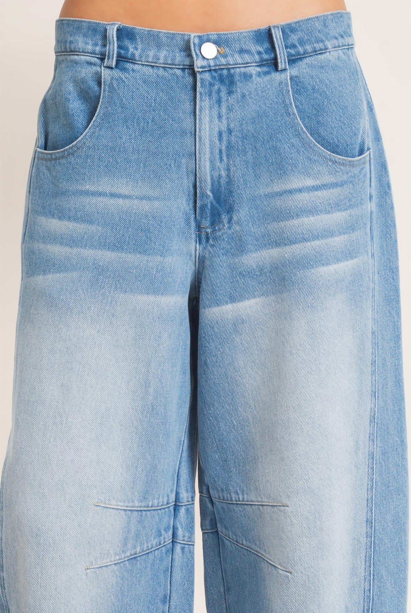 Wholesale Enzyme Wash Barrel Jeans Pants HF26E060 LIGHT BLUE HYFVE