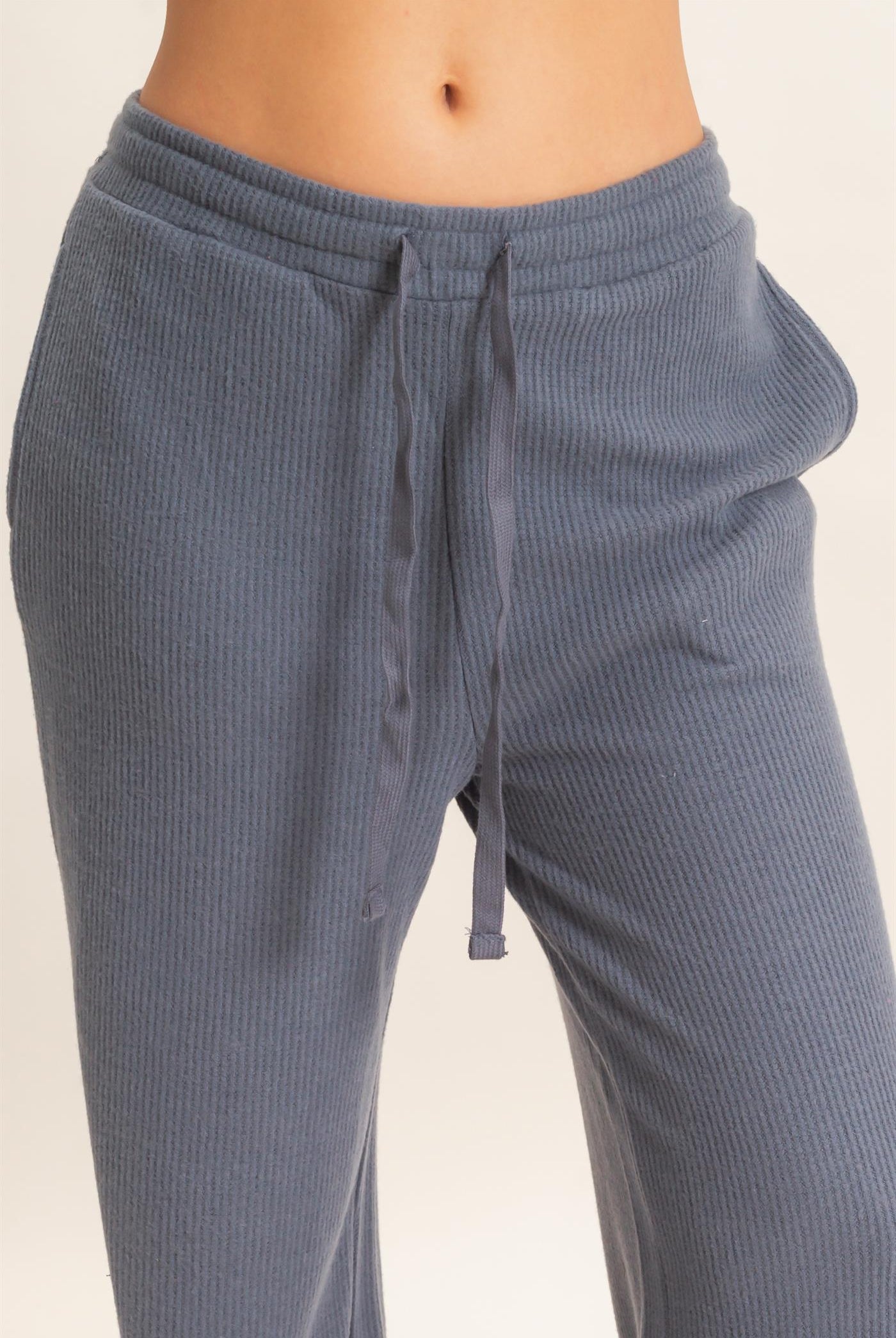 Wholesale Brushed Waffle Drawstring Pants Pants DZ26F313 DARK GRAY DOUBLE ZERO