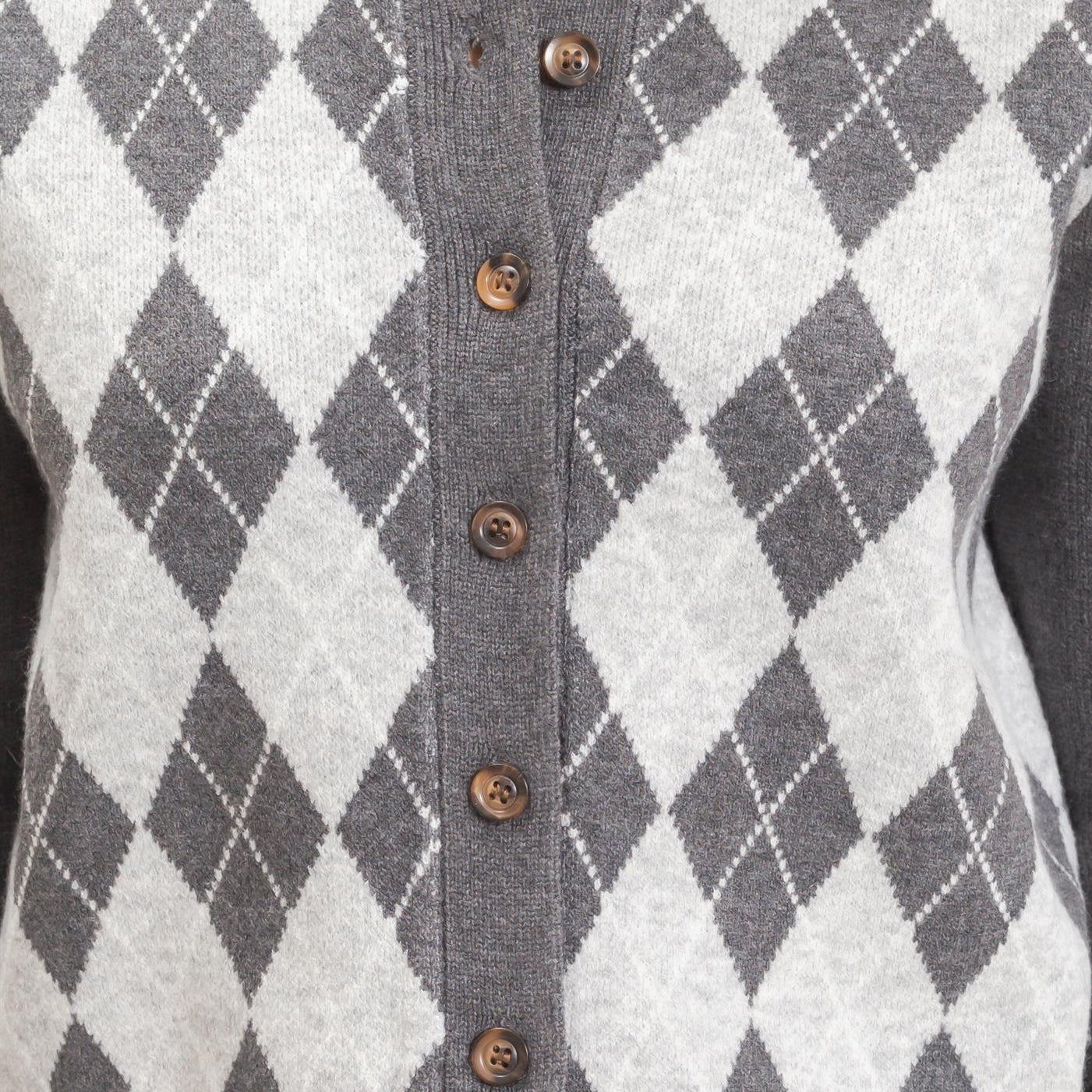 Wholesale Argyle Pattern Cardigan Cardigans DZ26E637 GRAY DOUBLE ZERO
