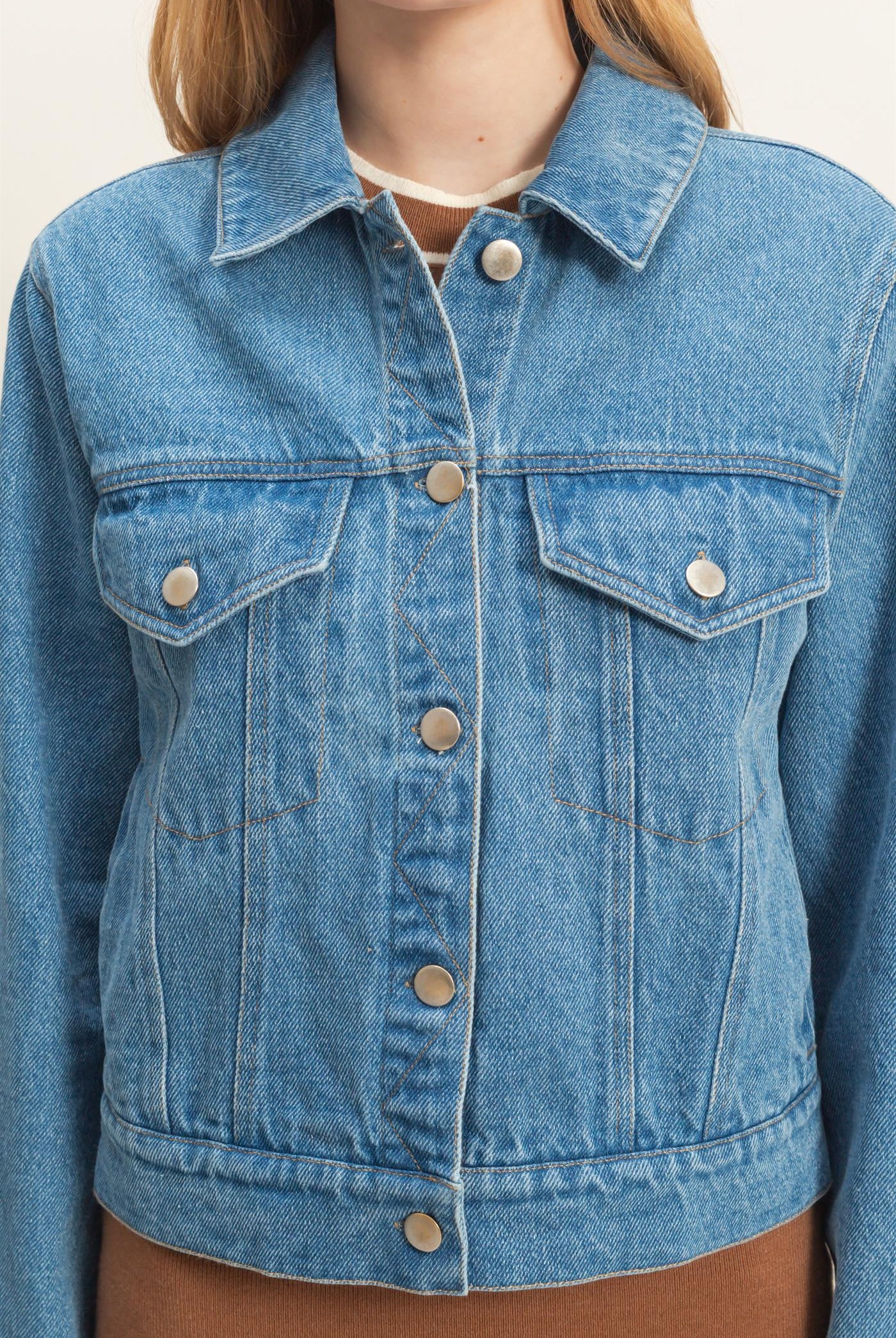 Wholesale Denim Button-Up Jacket Coats & Jackets HF26C725 LIGHT BLUE HYFVE