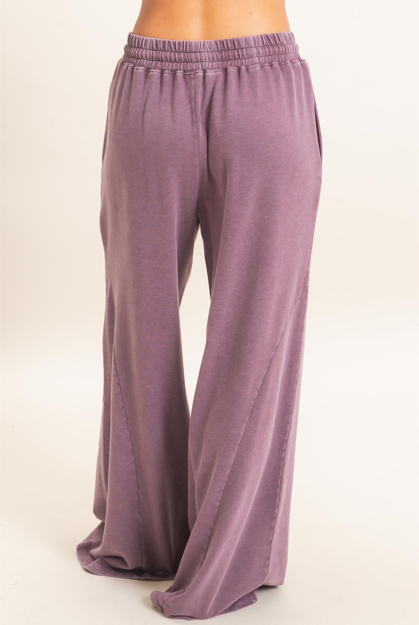 Wholesale Mineral Washed Wide Leg Pants Pants DZ26F082 DARK CHERRY DOUBLE ZERO