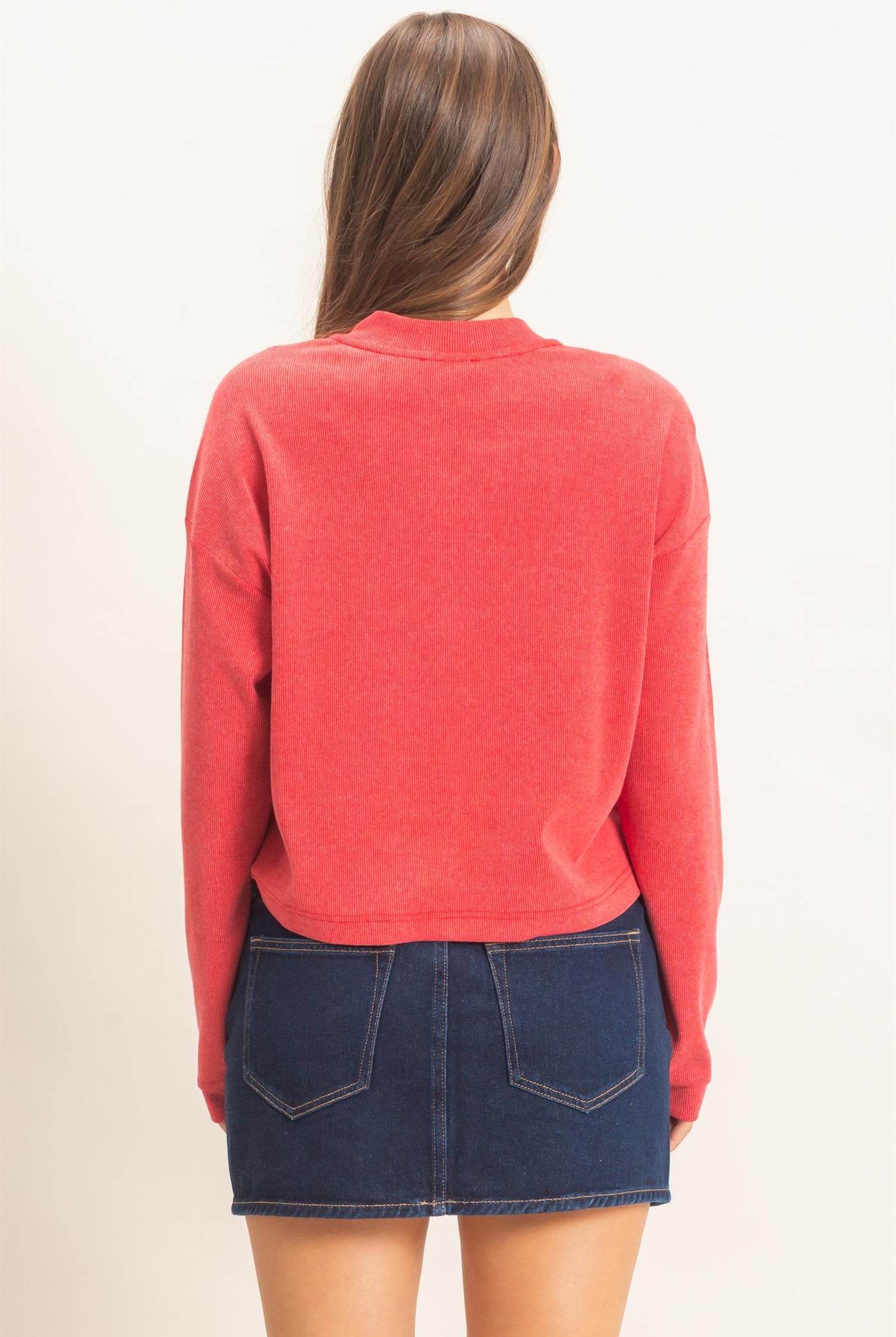 Wholesale Buttoned Henley Top Clothing Tops HF26F081 RED HYFVE
