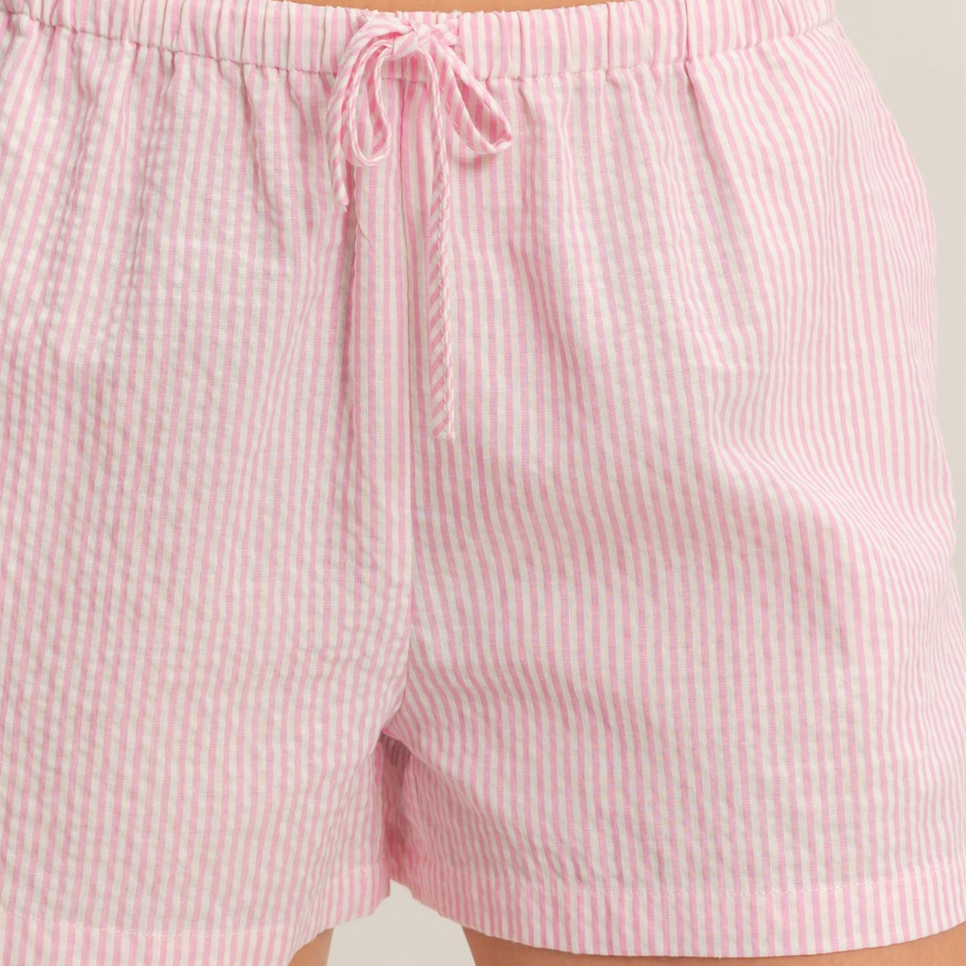 Wholesale Striped Drawstring Waist Shorts Shorts DZ26A747 PINK DOUBLE ZERO