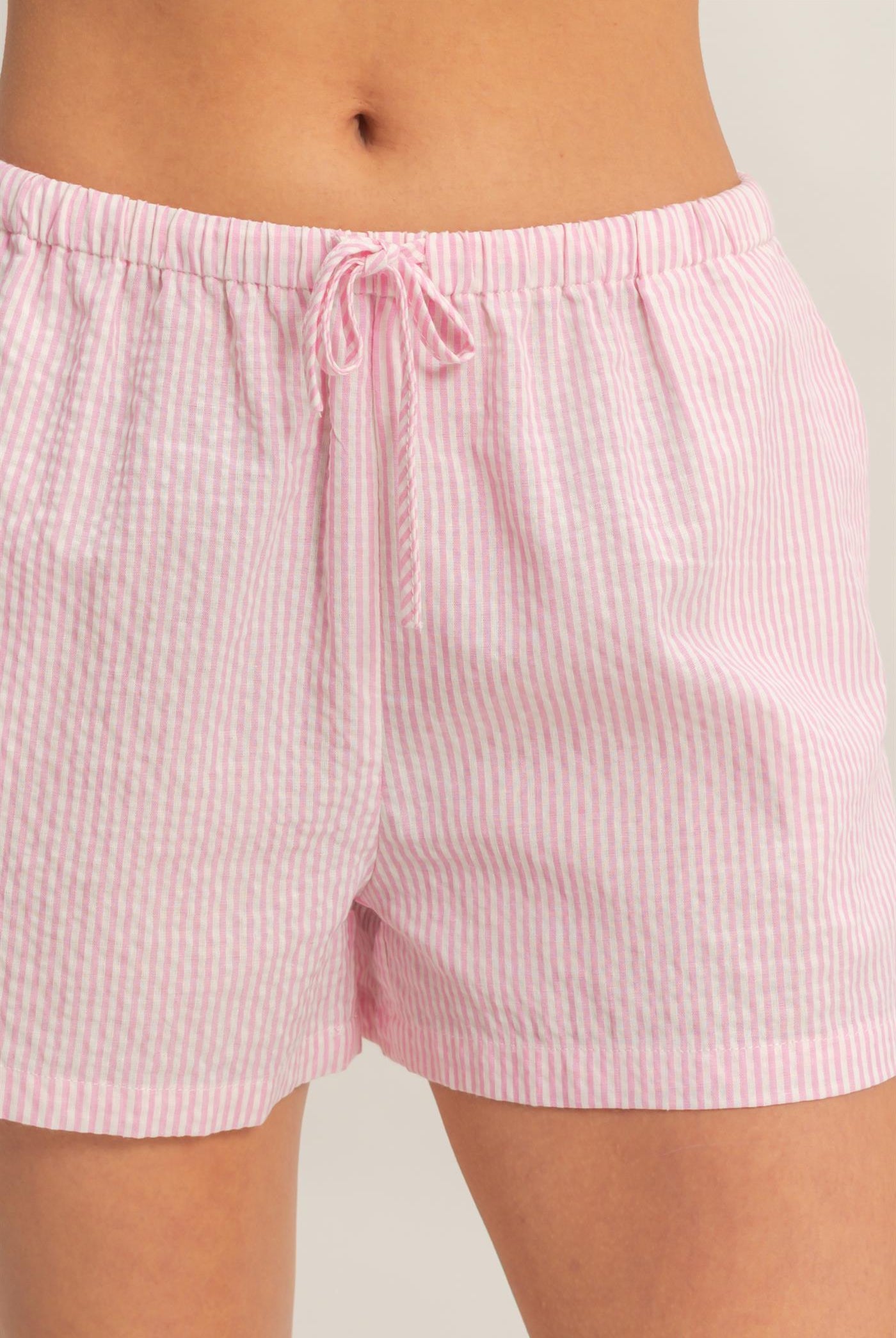 Wholesale Striped Drawstring Waist Shorts Shorts DZ26A747 PINK DOUBLE ZERO