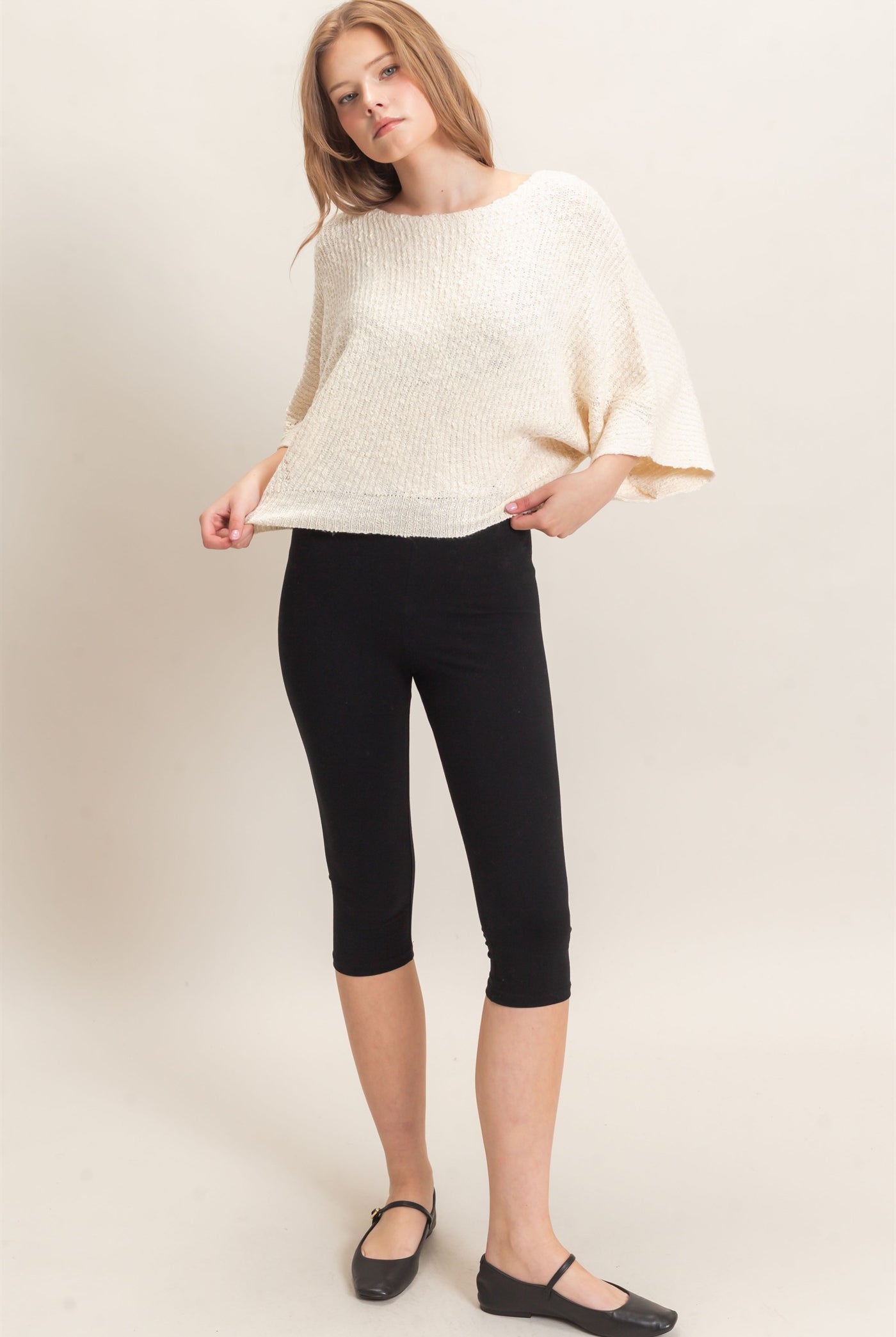 Wholesale Ribbed Boat Neck Sweater Sweaters HF26F201 CREAM HYFVE
