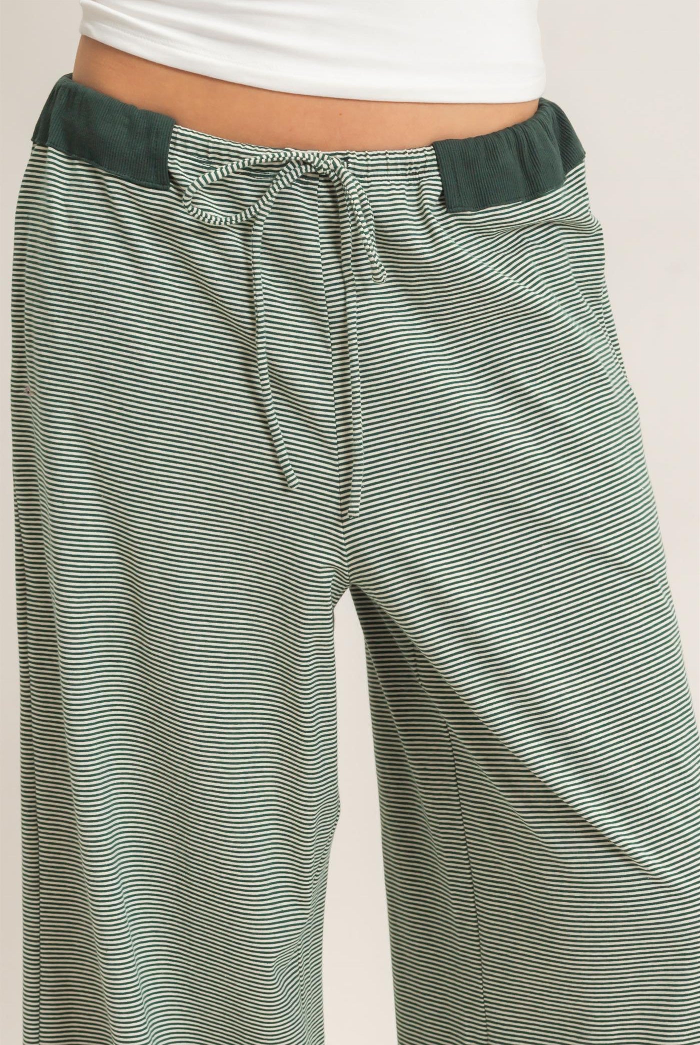 Wholesale Striped Wide-Leg Pants Pants HF26E818 GREEN HYFVE