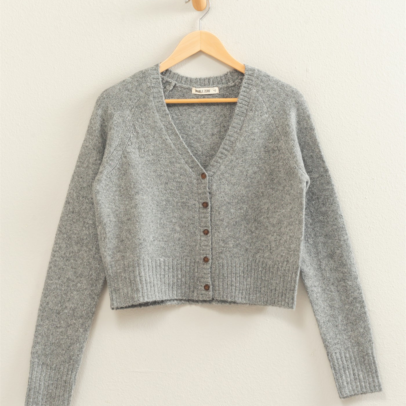 Wholesale V-Neck Cardigan Cardigans DZ26E326 HEATHER GRAY DOUBLE ZERO