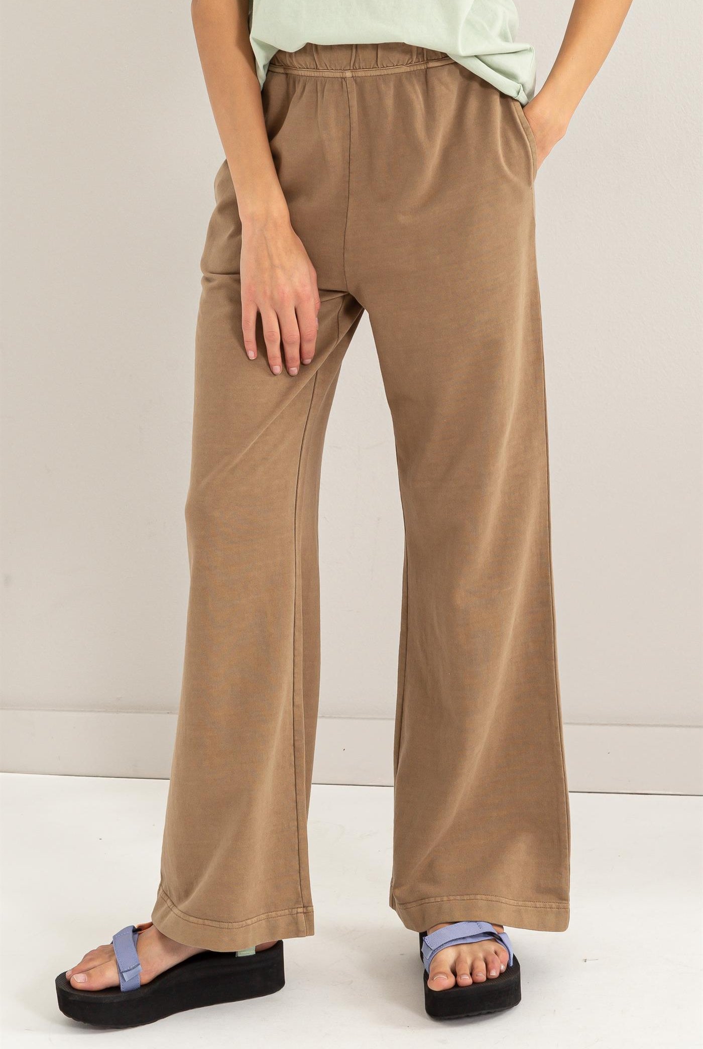 Wholesale High Waist Flare Pants Pants DZ24C346-D MOCHA BROWN DOUBLE ZERO