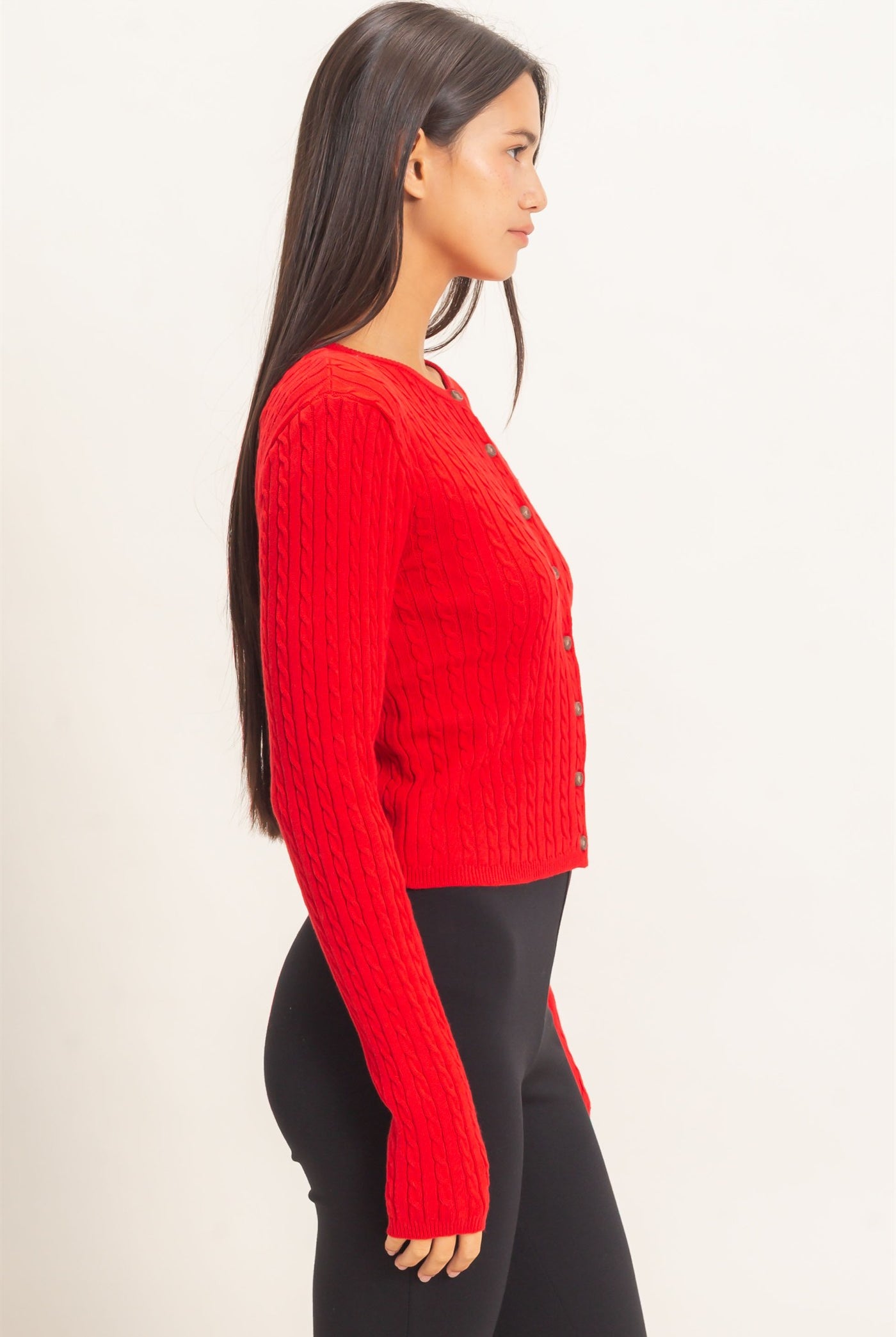 Wholesale Cable Knit Cardigan Cardigans DZ26E256 RED DOUBLE ZERO