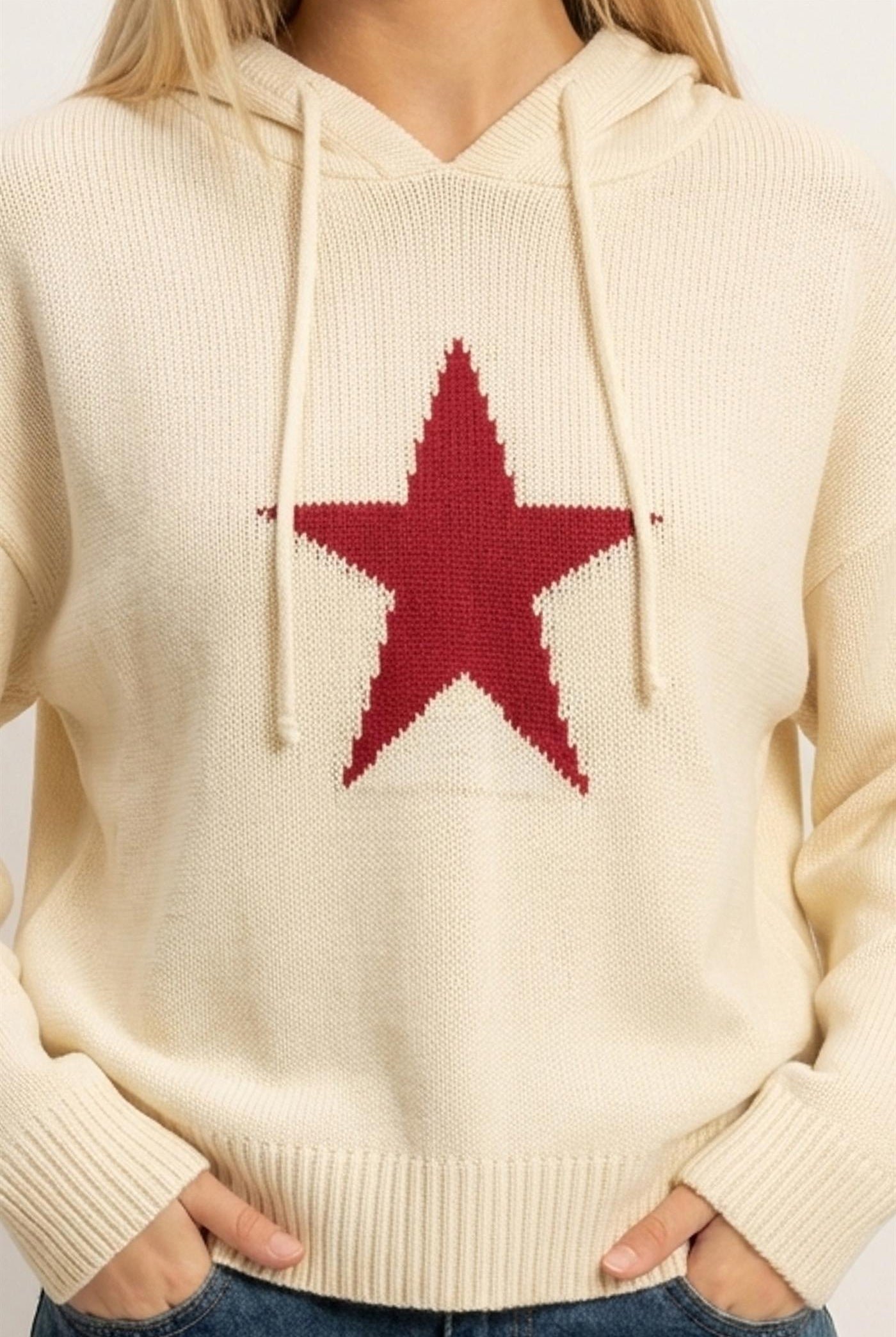 Wholesale Star Hooded Sweater Hoodies DZ26E811 CREAM DOUBLE ZERO