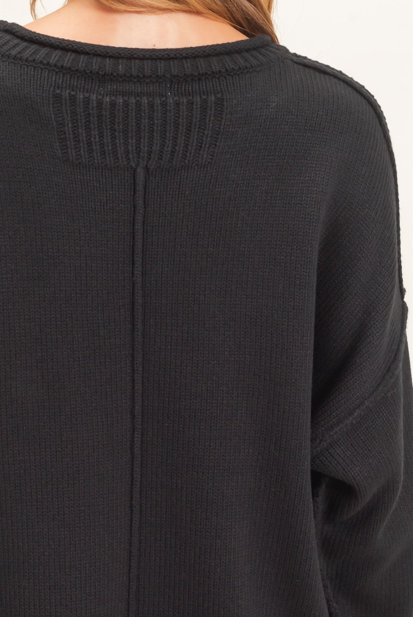 Wholesale Ribbed Crew Neck Sweater Sweaters HF26E769 BLACK HYFVE