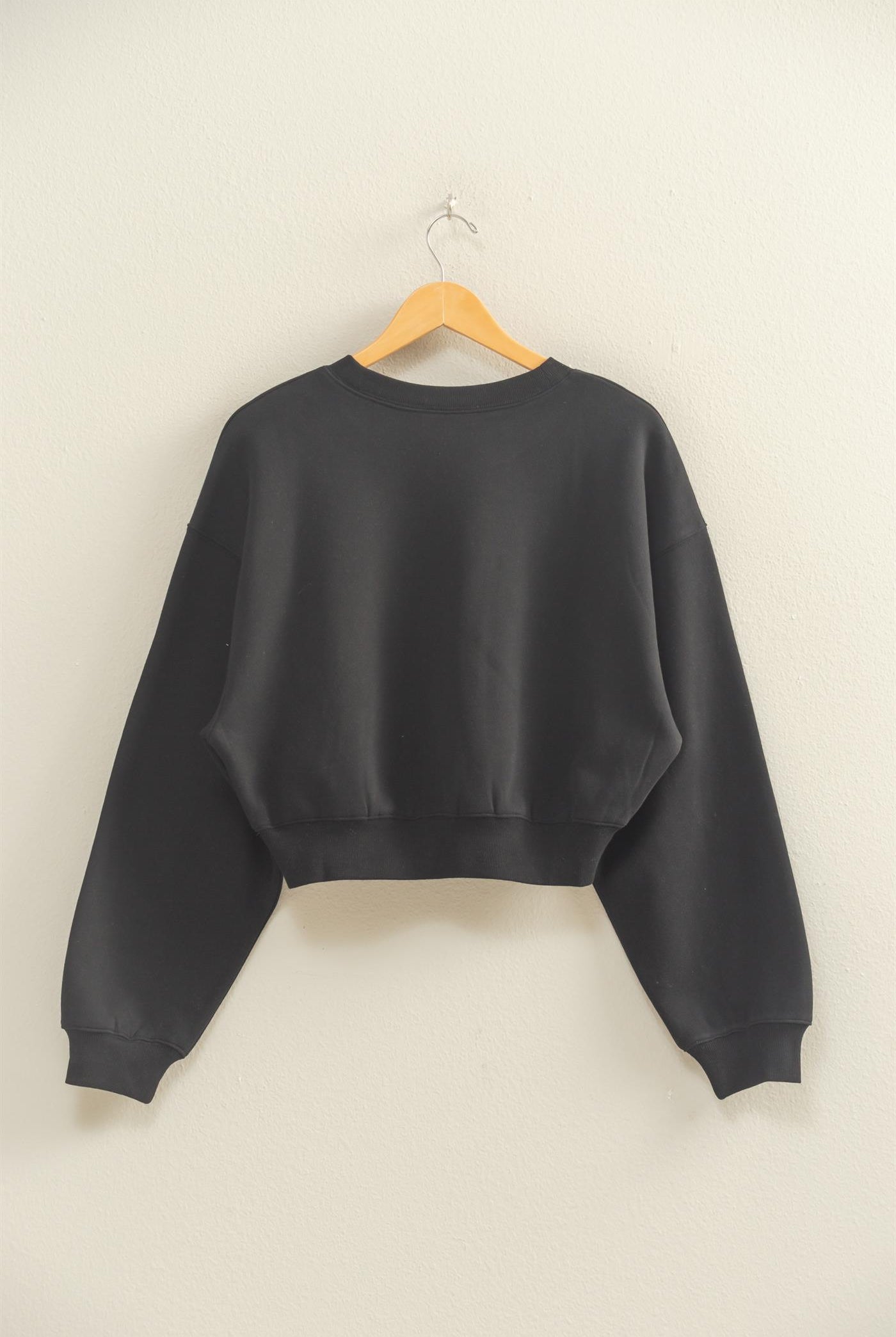 Wholesale Everyday Long Sleeve Cropped Sweatshirt Sweatshirts DZ25E415 BLACK DOUBLE ZERO