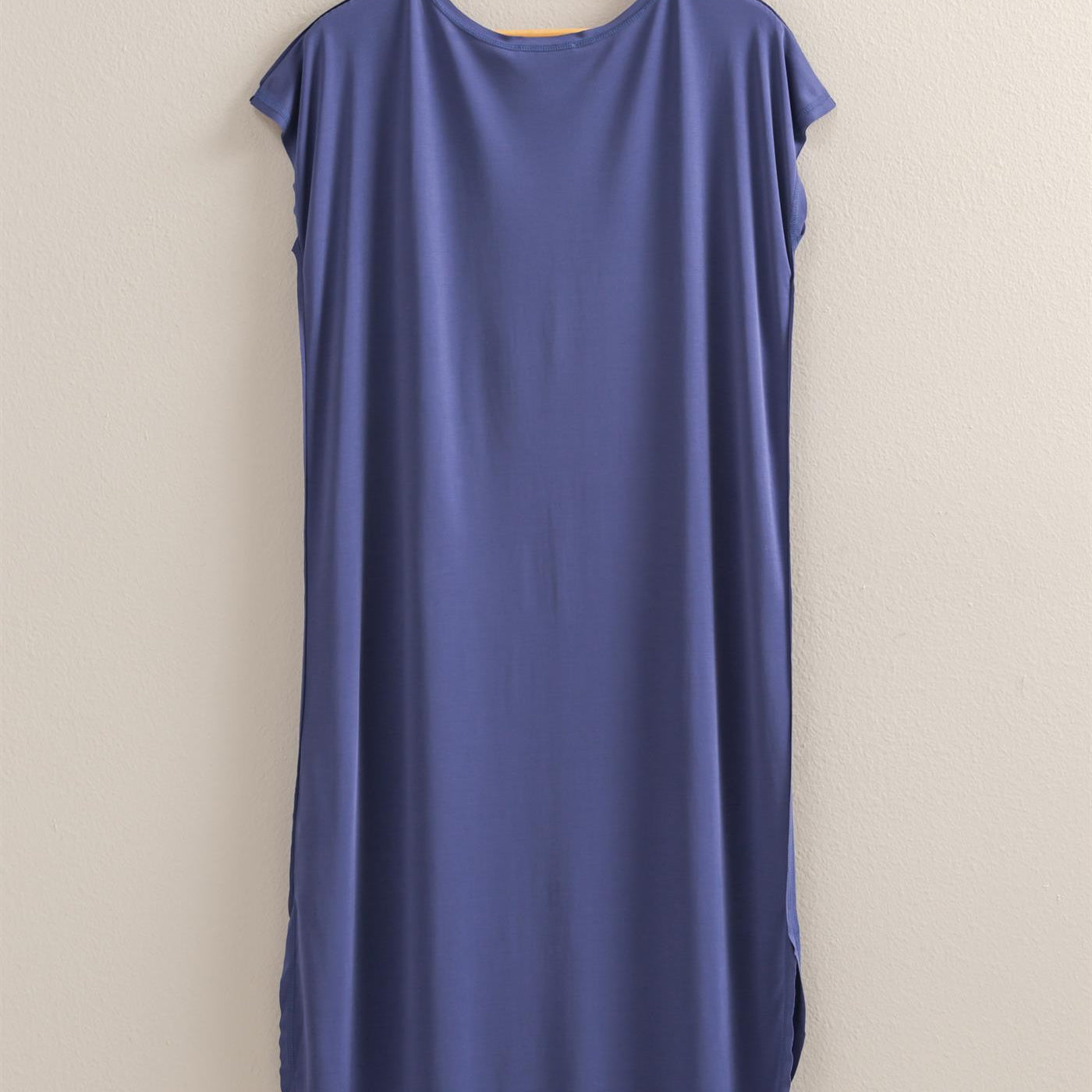 Wholesale Soft High Low Midi Dress With Round Hem Dresses DZ25E307 DUSTY INDIGO DOUBLE ZERO