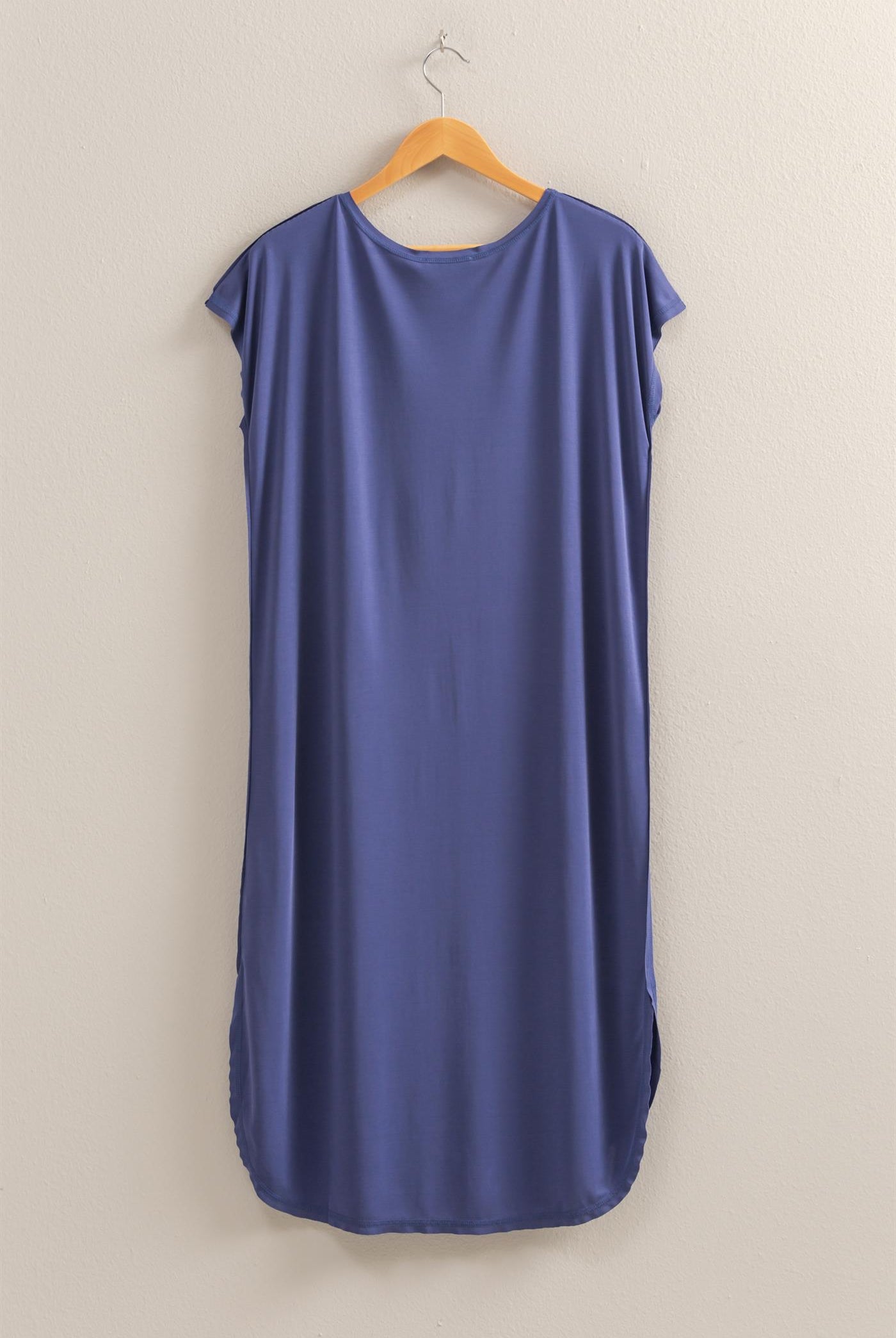 Wholesale Soft High Low Midi Dress With Round Hem Dresses DZ25E307 DUSTY INDIGO DOUBLE ZERO