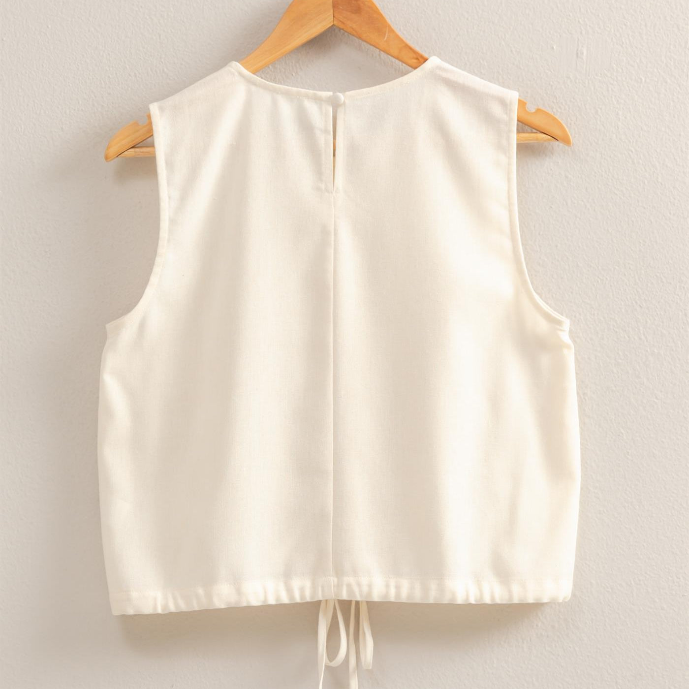 Wholesale Sand Washed Sleeveless Crop Top Clothing Tops DZ25C515 WHITE DOUBLE ZERO