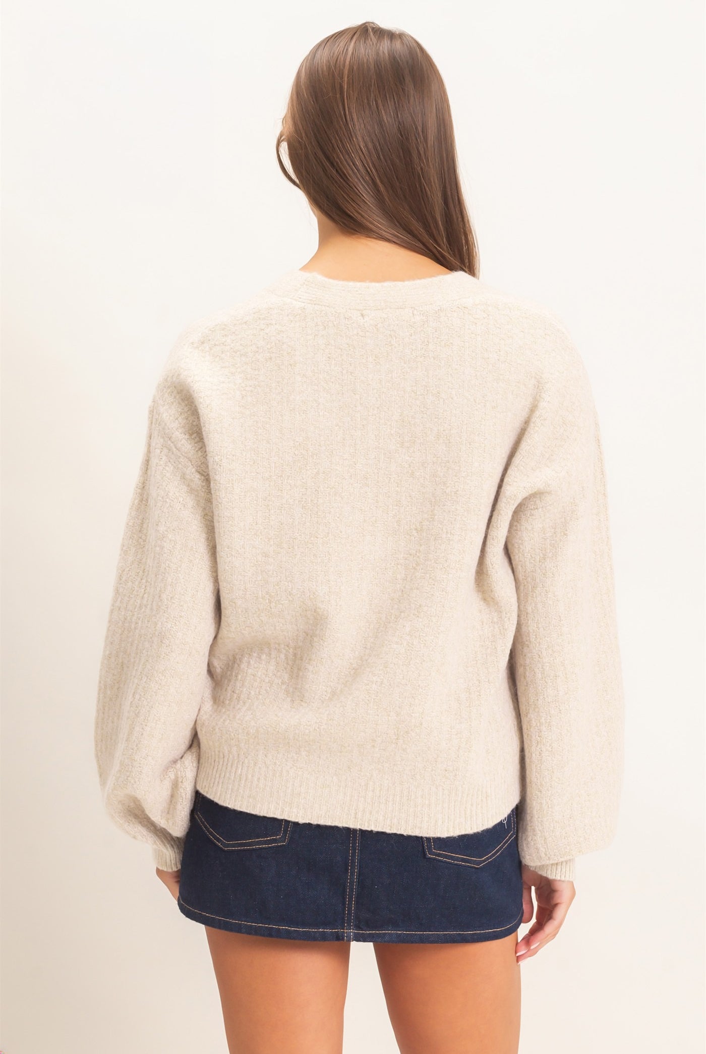 Wholesale Textured V-Neck Cardigan Cardigans DZ26E080 ALPACA DOUBLE ZERO