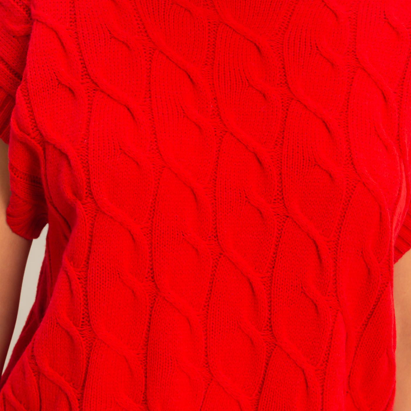 Wholesale Sleeveless Oversized Cable Knit Sweater Vest Vests DZ25C905 RED DOUBLE ZERO