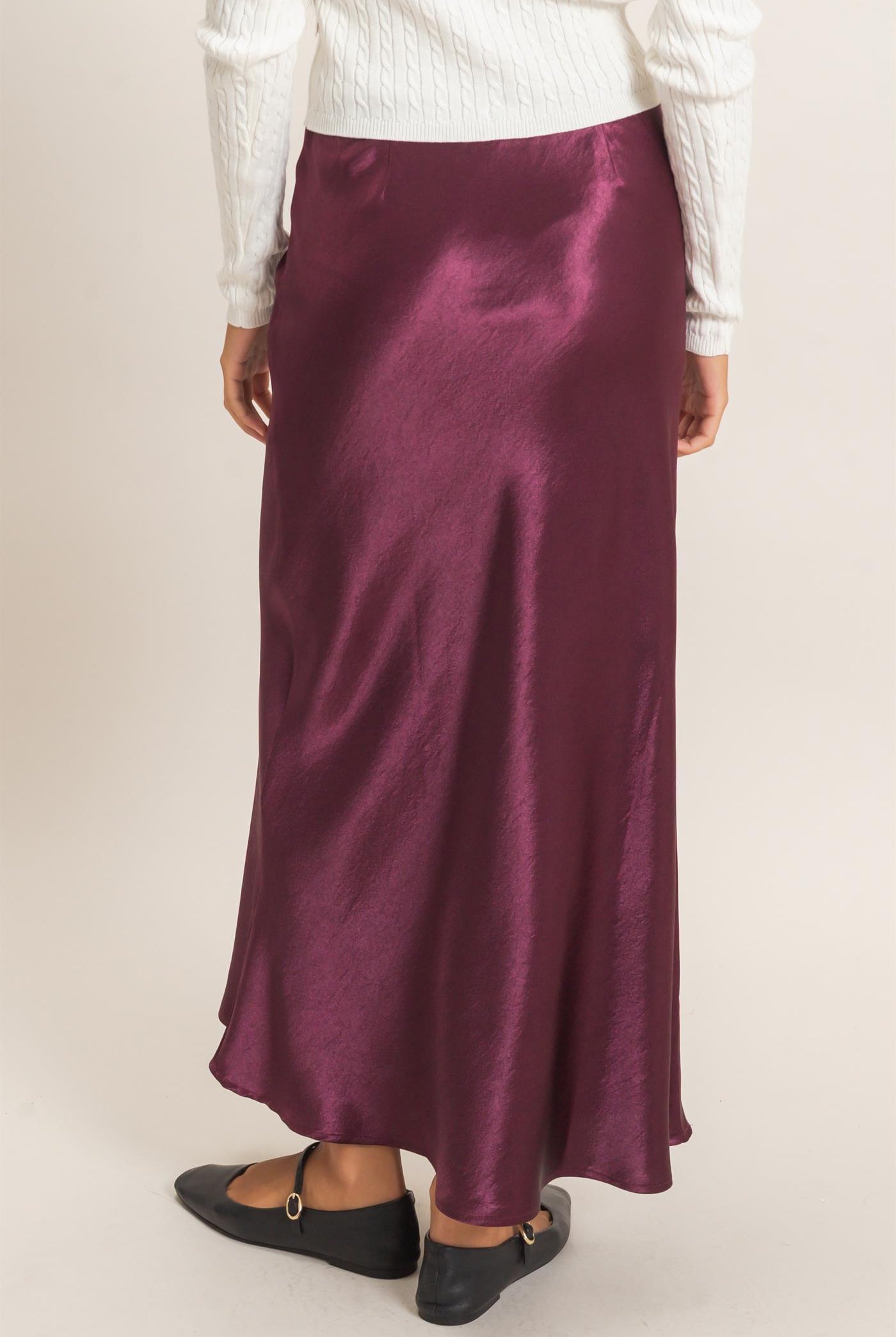 Wholesale Satin Midi Skirt Skirts DZ26C962 DARK CHERRY DOUBLE ZERO