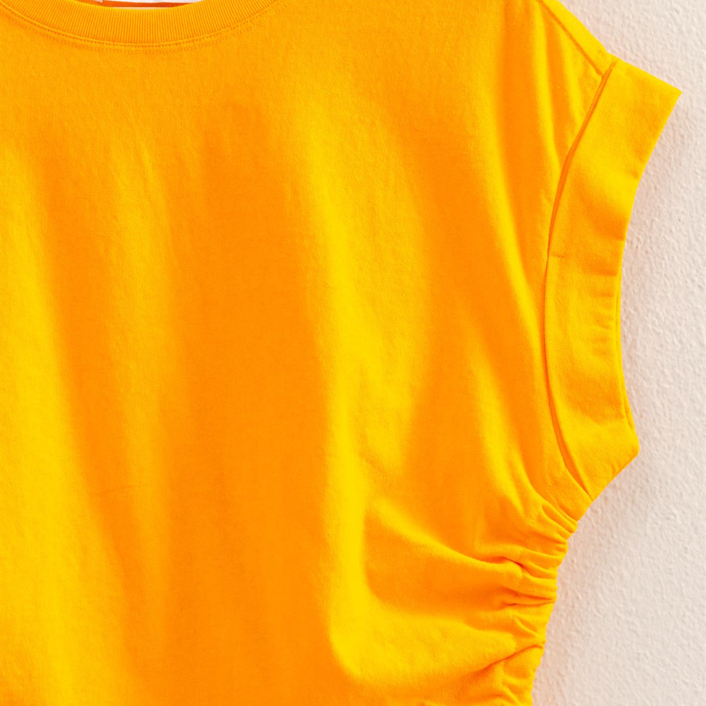 Wholesale Short Sleeve Side Tie Detail Top Clothing Tops DZ25C113 ORANGE DOUBLE ZERO