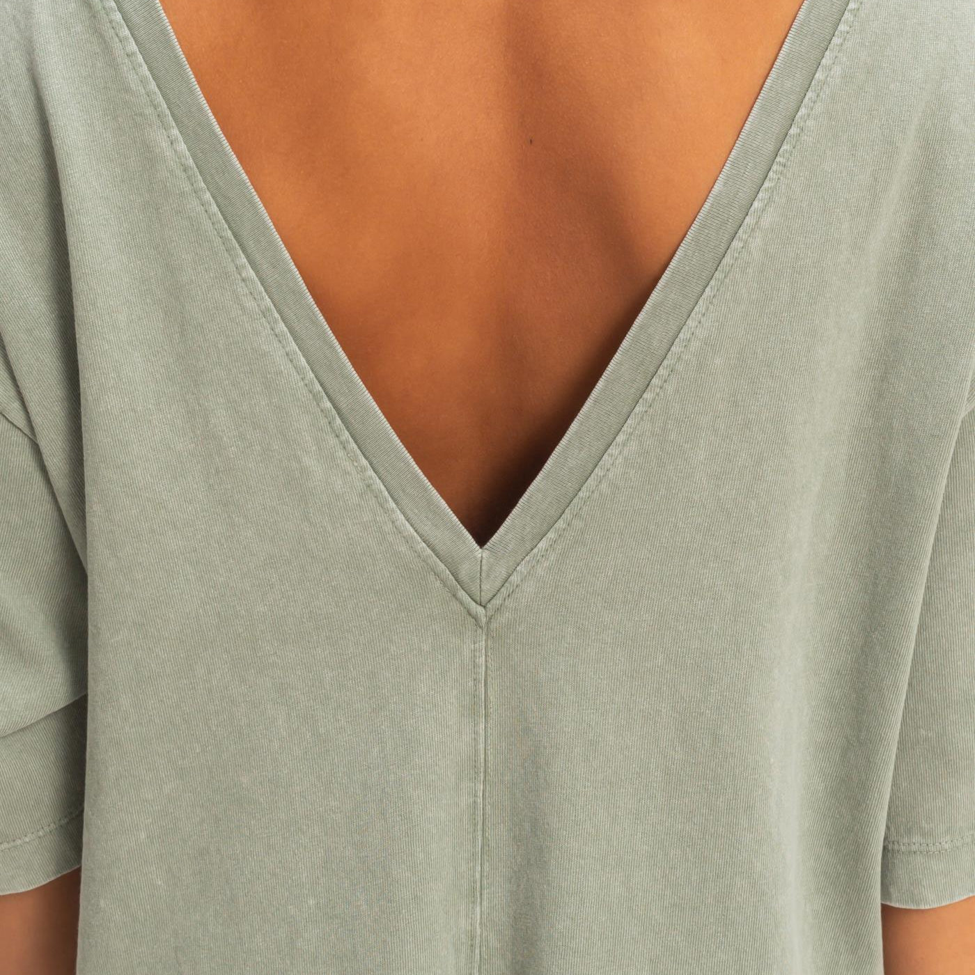 Wholesale Mineral Washed V-Back Romper Clothing DZ26A326 SAGE GREEN HYFVE