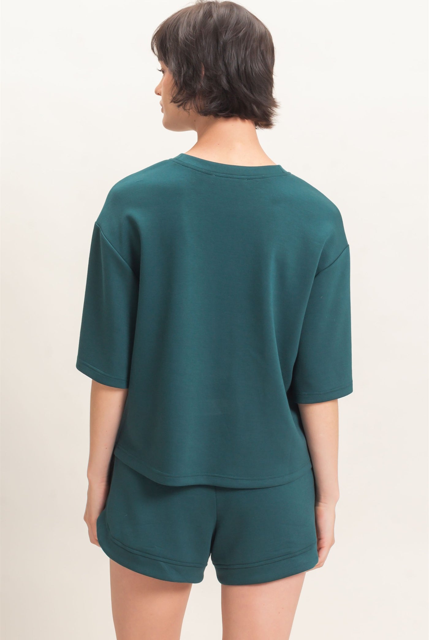 Wholesale Loose Fit Crew Neck Short Sleeve Top Clothing Tops DZ26C965 DEEP GREEN DOUBLE ZERO