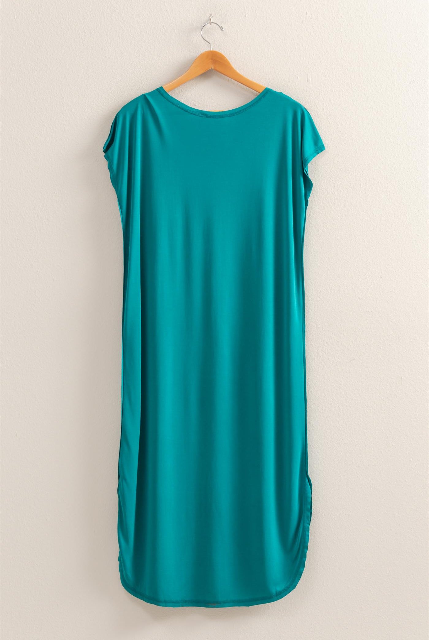 Wholesale Soft High Low Midi Dress With Round Hem Dresses DZ25E307 TEAL DOUBLE ZERO