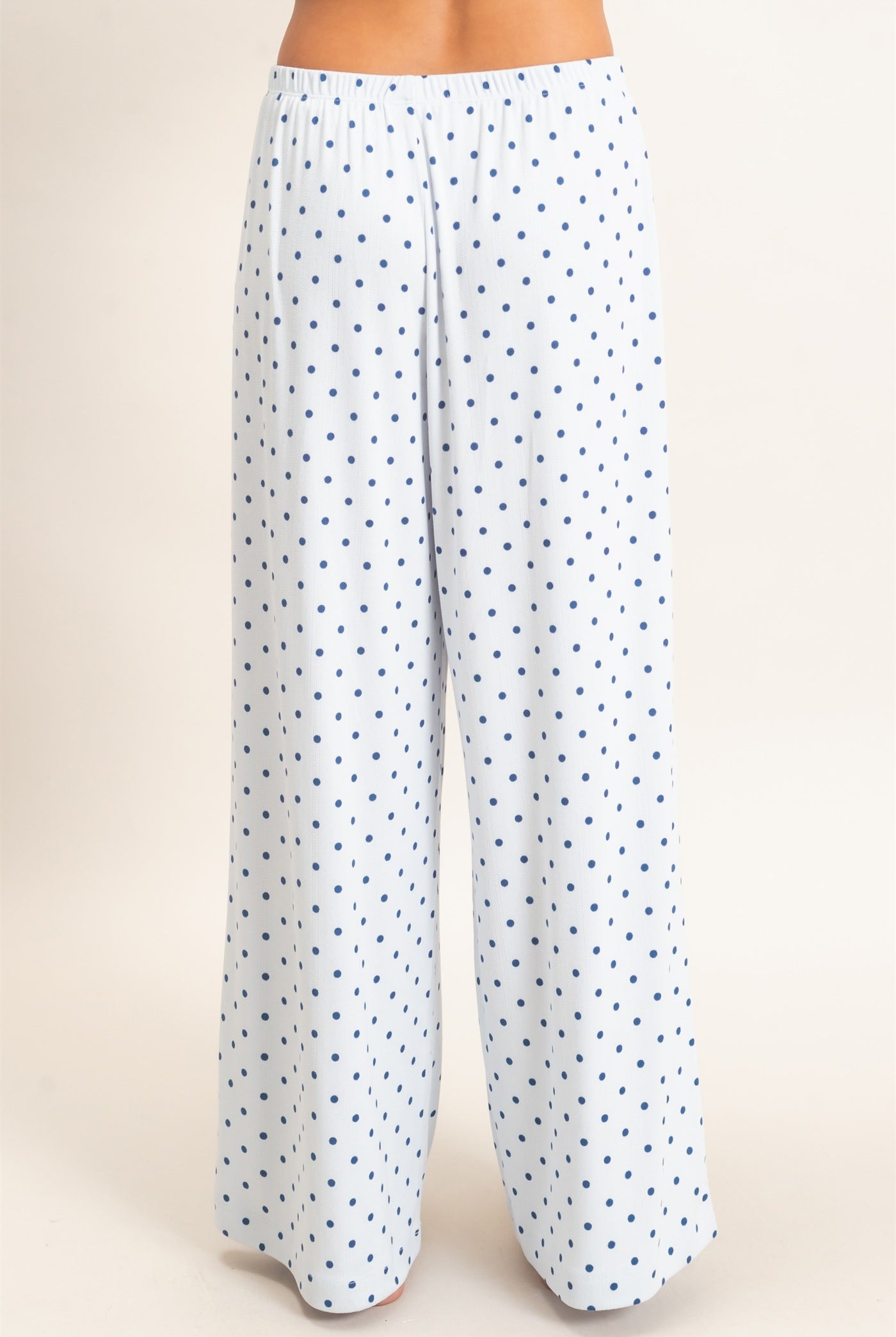 Wholesale Polka Dot Wide Leg Pants Pants DZ27A168 LIGHT BLUE DOUBLE ZERO