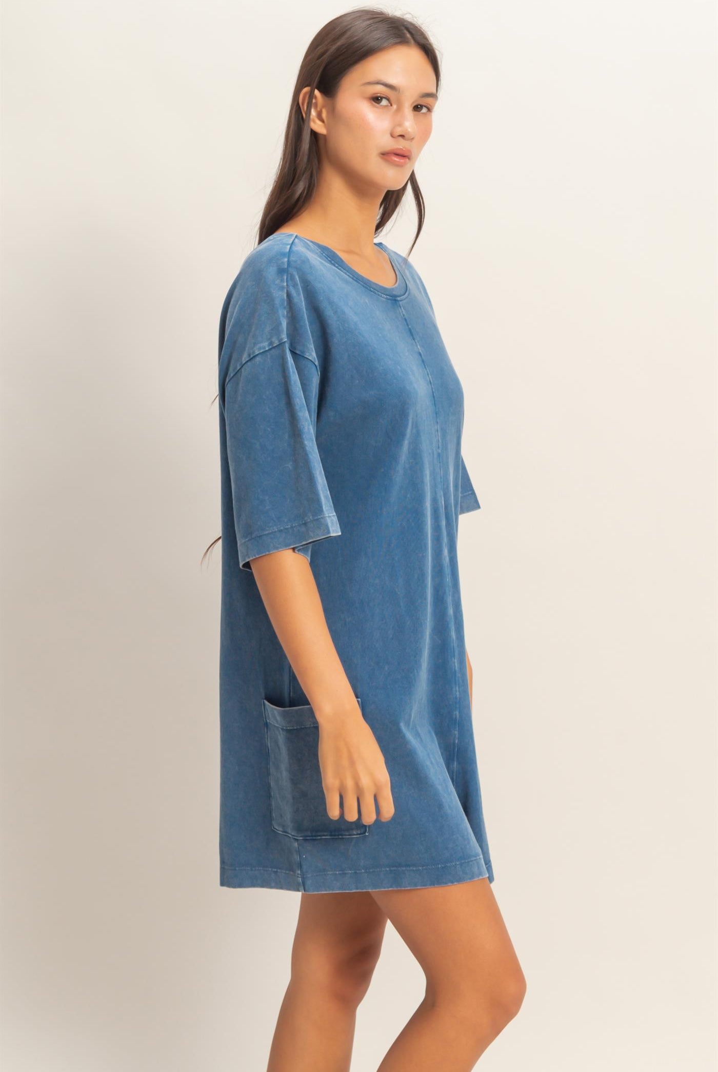 Wholesale Mineral Washed V-Back Romper Clothing DZ26A326 NAVY HYFVE