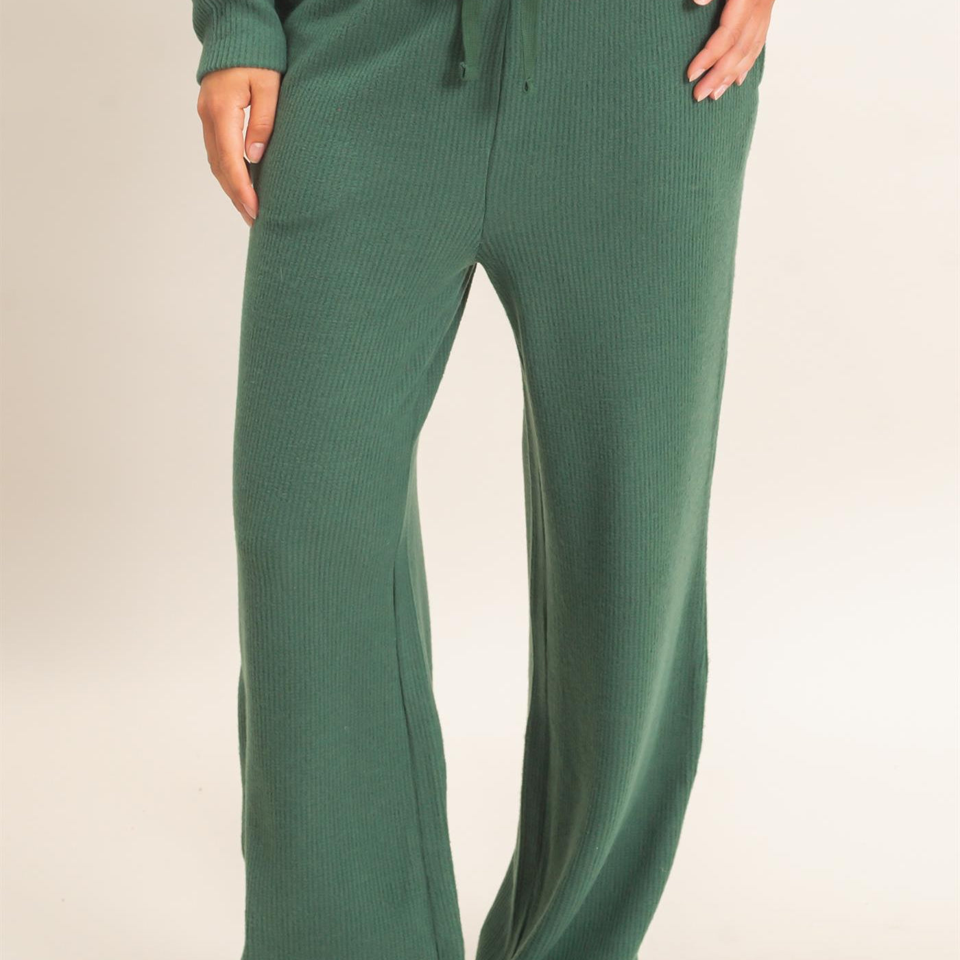 Wholesale Brushed Waffle Drawstring Pants Pants DZ26F313 DARK GREEN DOUBLE ZERO