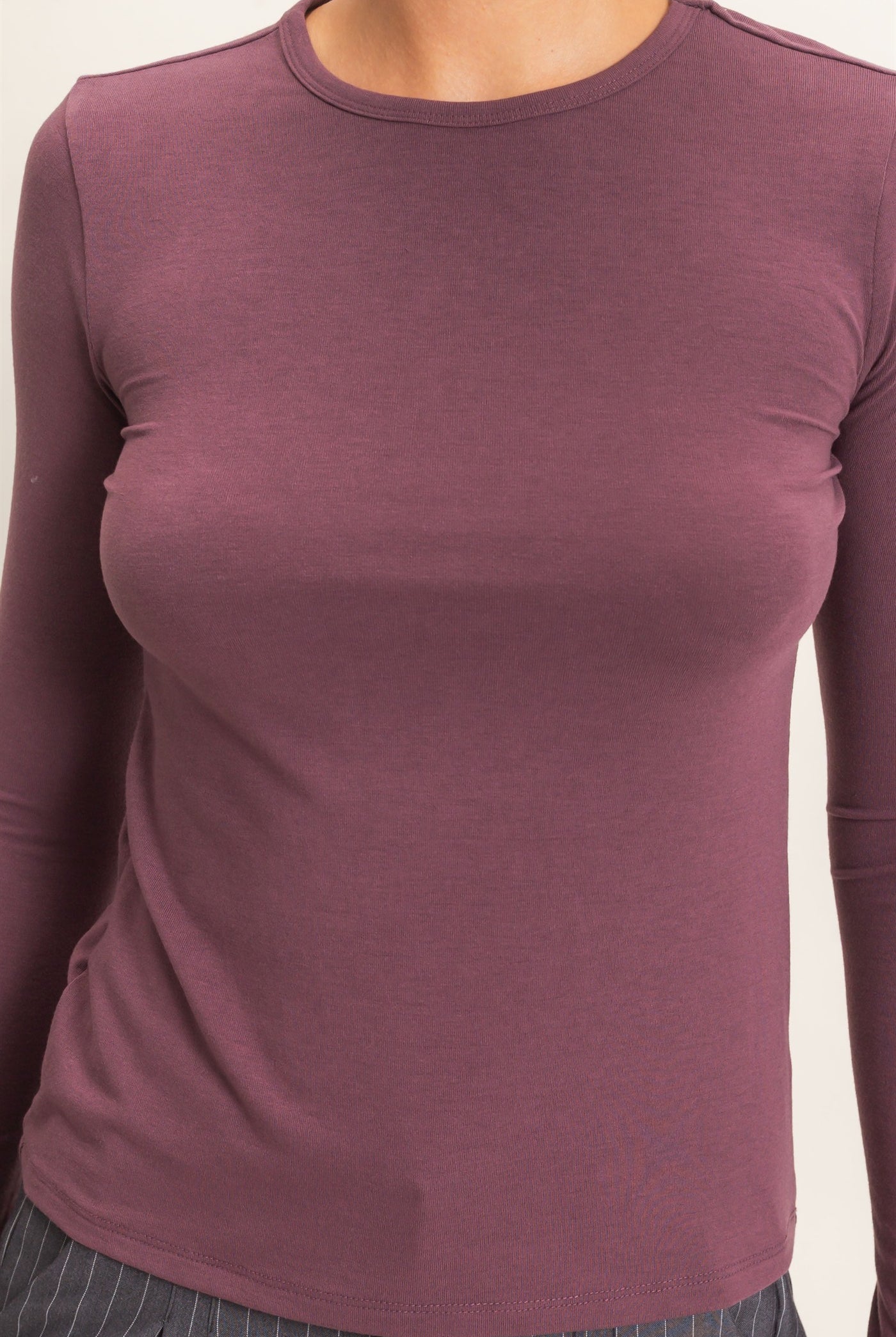 Wholesale Crew Neck Long Sleeve Top Clothing Tops DZ26E258 COCOA DOUBLE ZERO