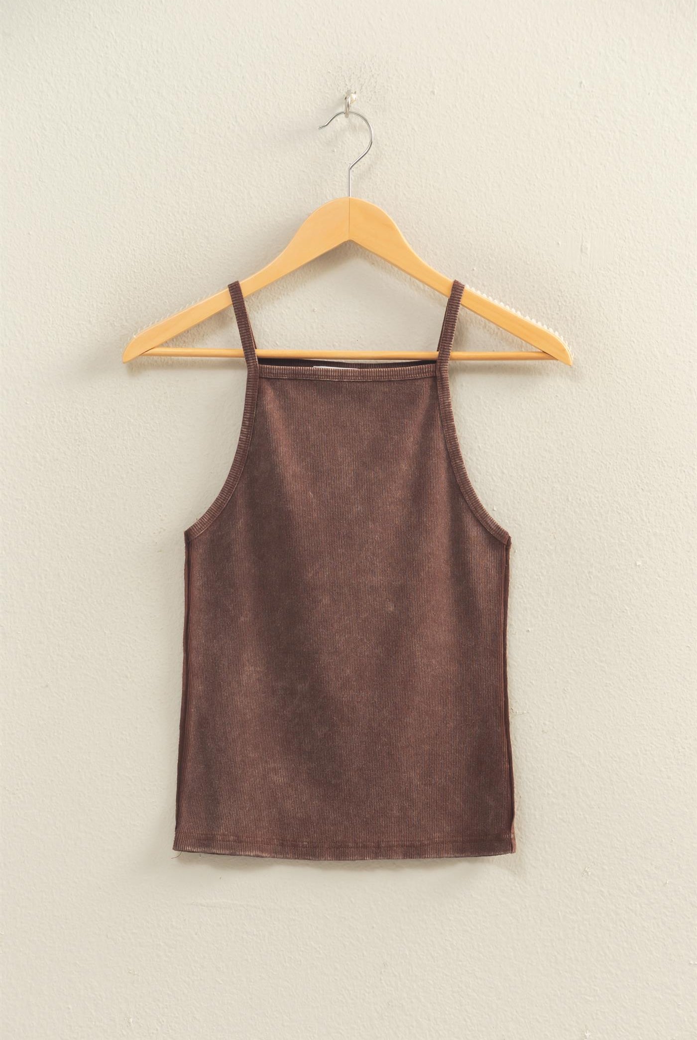 Wholesale Square Neck Acid Wash Tank Top Tank Tops DZ26C105 CHOCOLATE DOUBLE ZERO