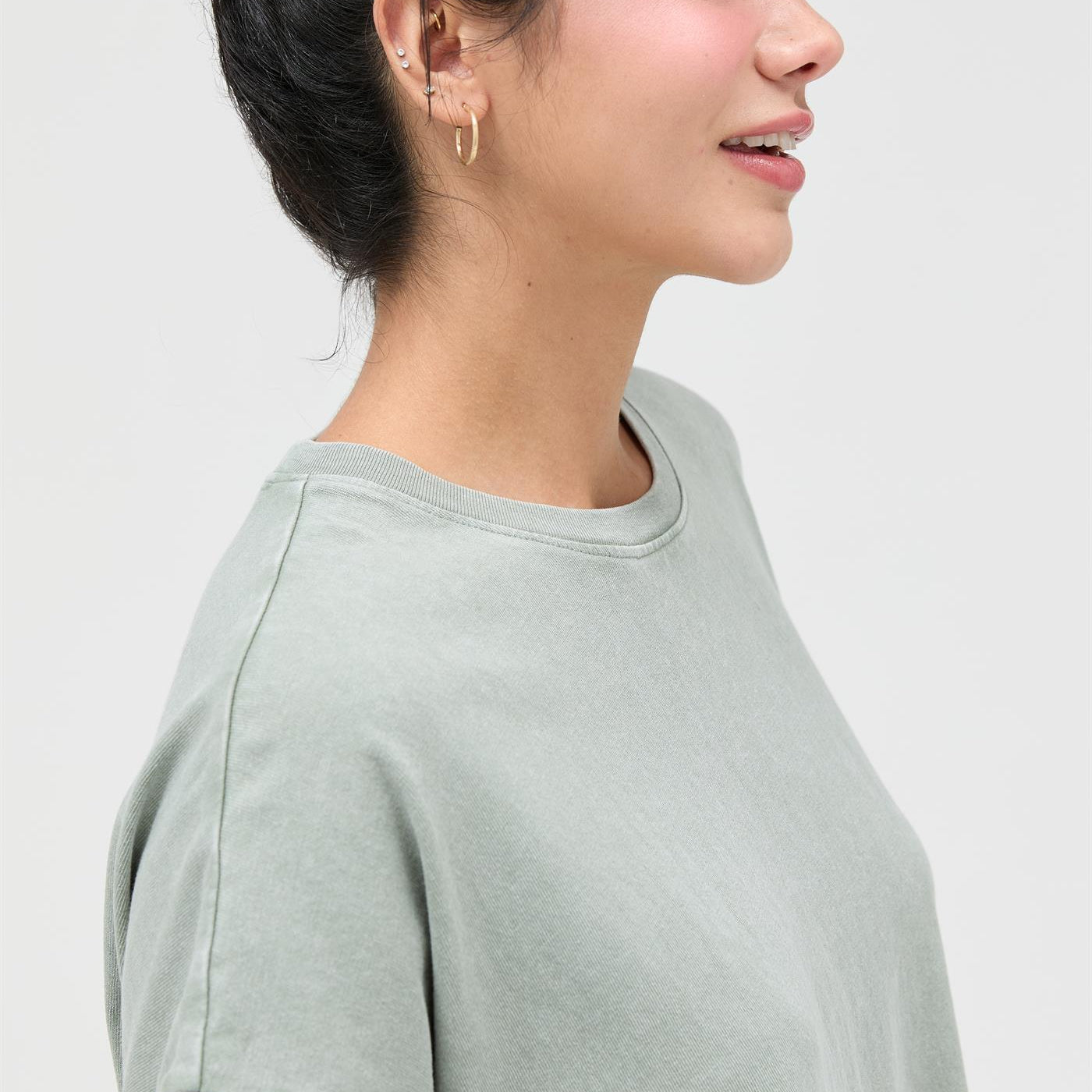 Wholesale Capped Sleeve Mineral Wash T-Shirt T-Shirts DZ26A033 SAGE GREEN DOUBLE ZERO