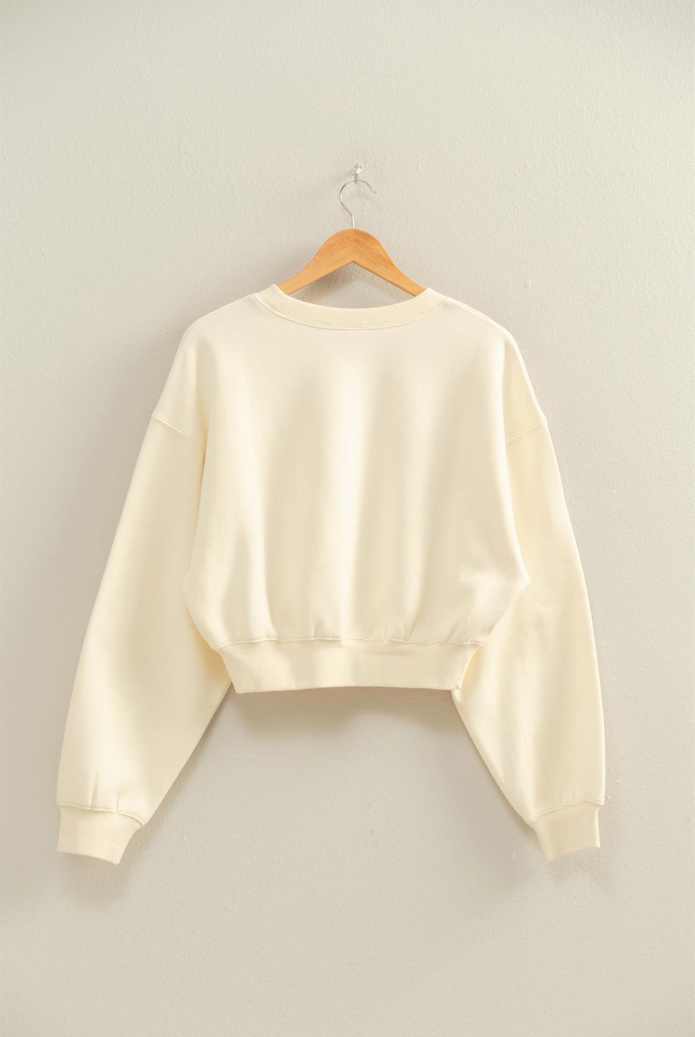 Wholesale Everyday Long Sleeve Cropped Sweatshirt Sweatshirts DZ25E415 CREAM DOUBLE ZERO