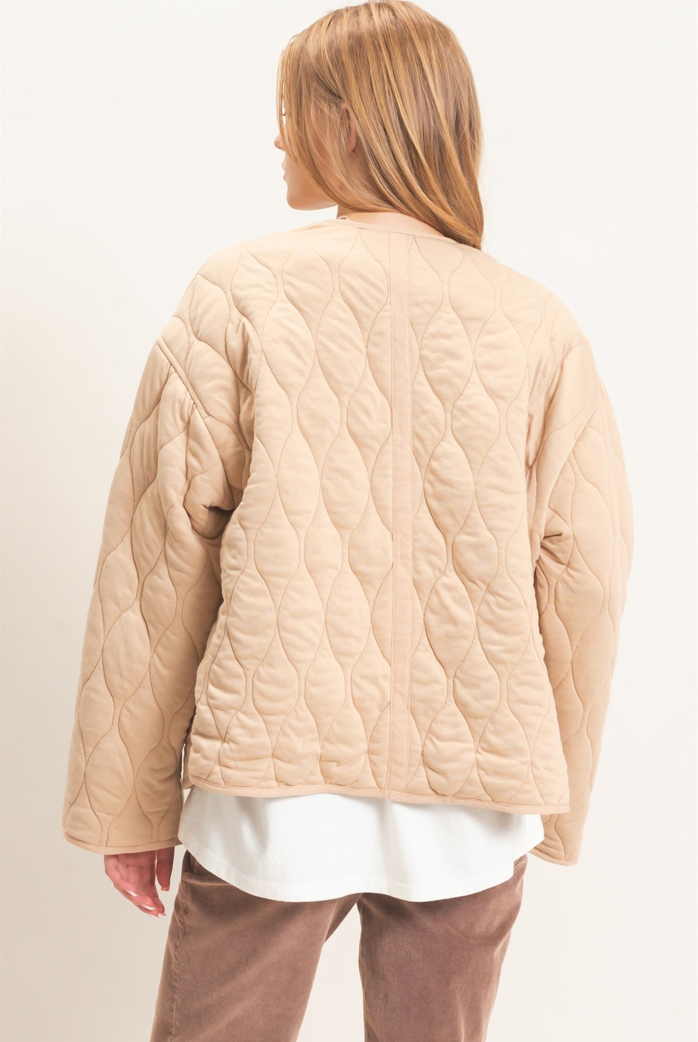 Wholesale Diamond Quilted Jacket Coats & Jackets HF26E370 TAUPE HYFVE