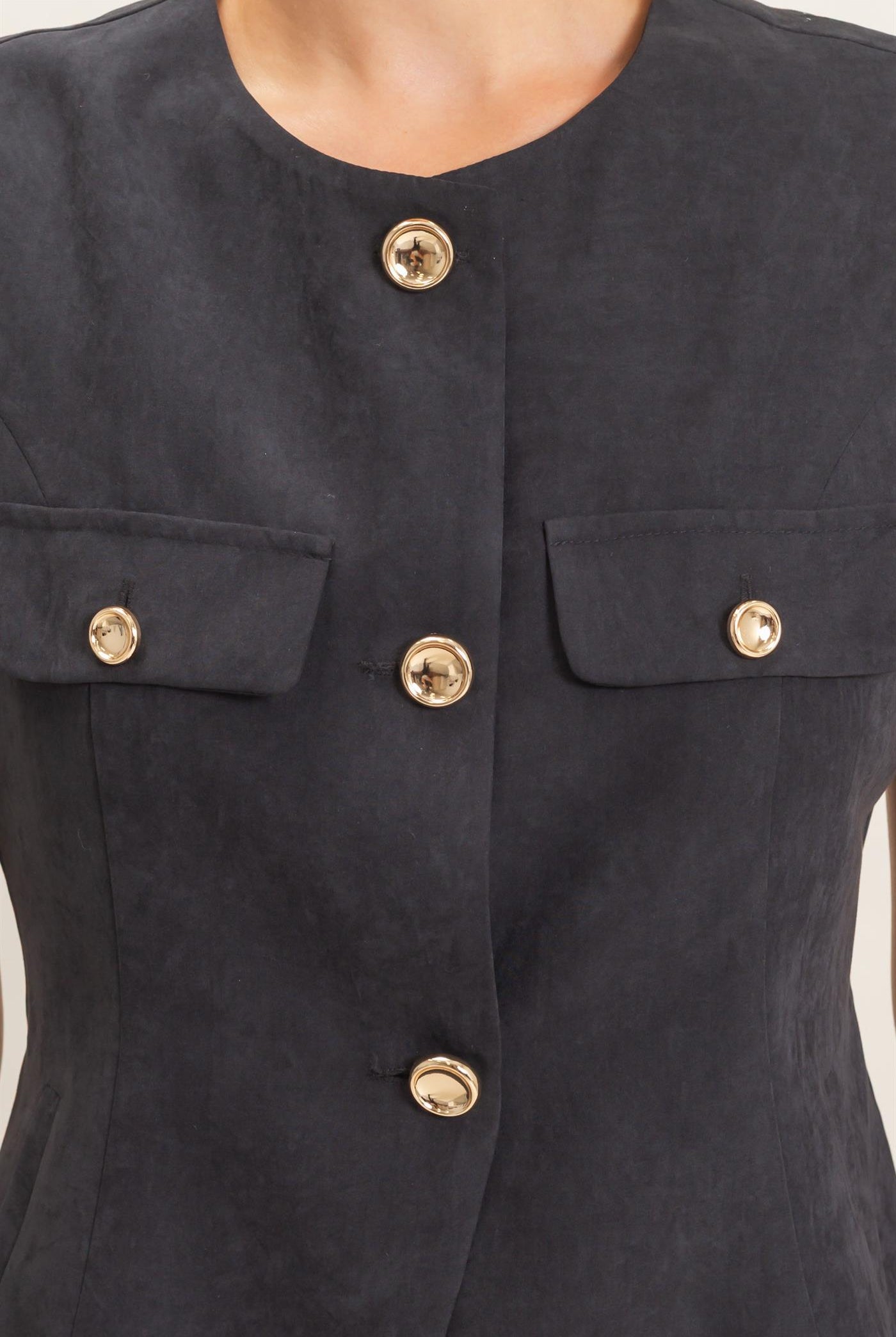 Wholesale Buttoned Sleeveless Utility Vest Vests HF26E929 BLACK HYFVE