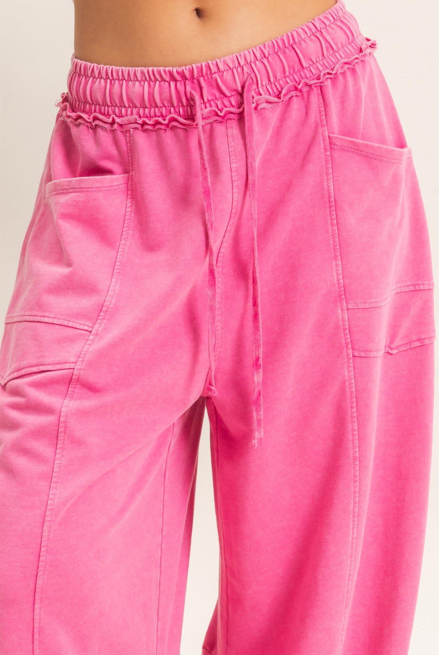 Wholesale Mineral Washed Barrel Sweatpants Pants DZ26F246 FUCHSIA DOUBLE ZERO