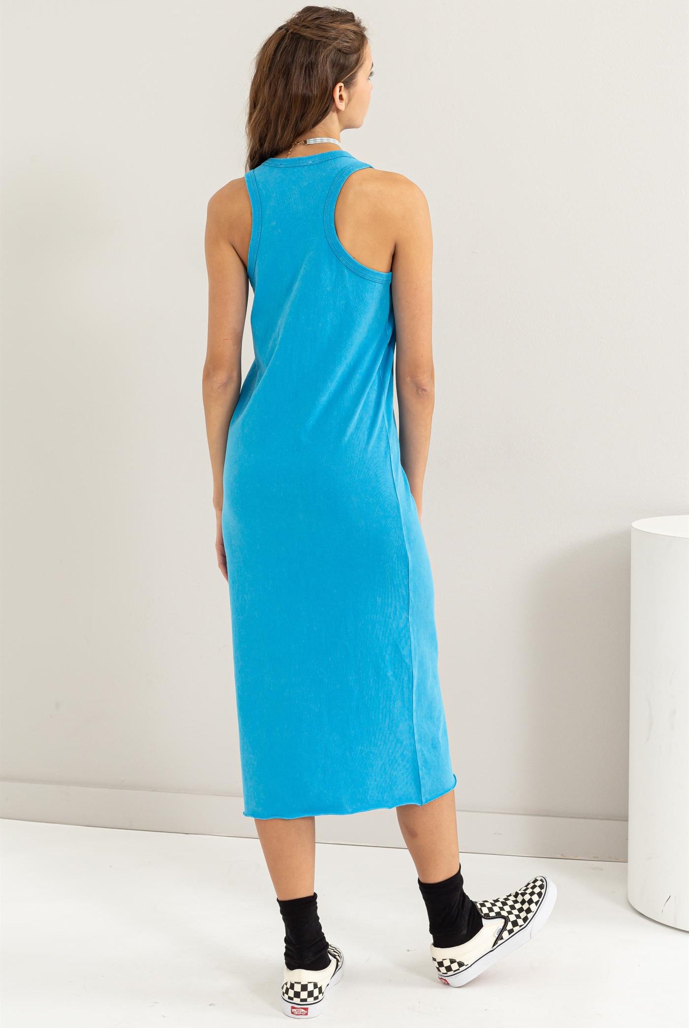 Wholesale Sleeveless Shift Midi Dress Dresses DZ24A895 BLUE DOUBLE ZERO