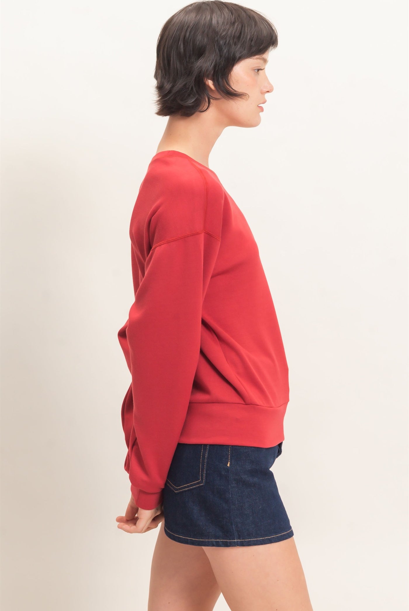 Wholesale Crew Neck Sweatshirt Sweatshirts DZ26C966 DARK RED DOUBLE ZERO