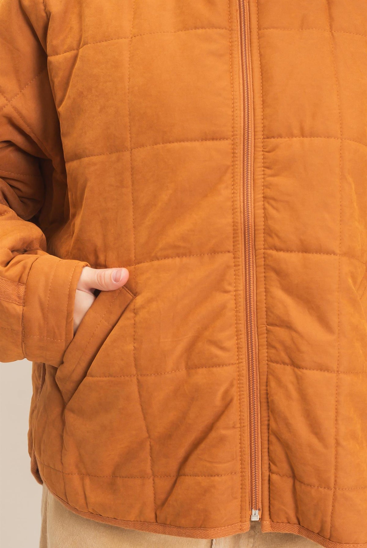 Wholesale Quilted High Collar Jacket Coats & Jackets HF26F167-D CAMEL HYFVE