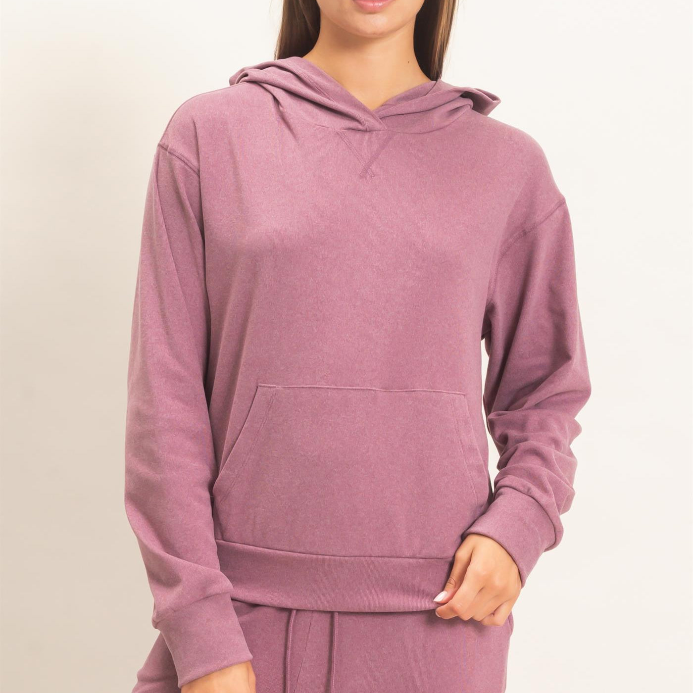 Wholesale Long Sleeve Hoodie With Kangaroo Pocket Hoodies DZ26F276 PLUM DOUBLE ZERO